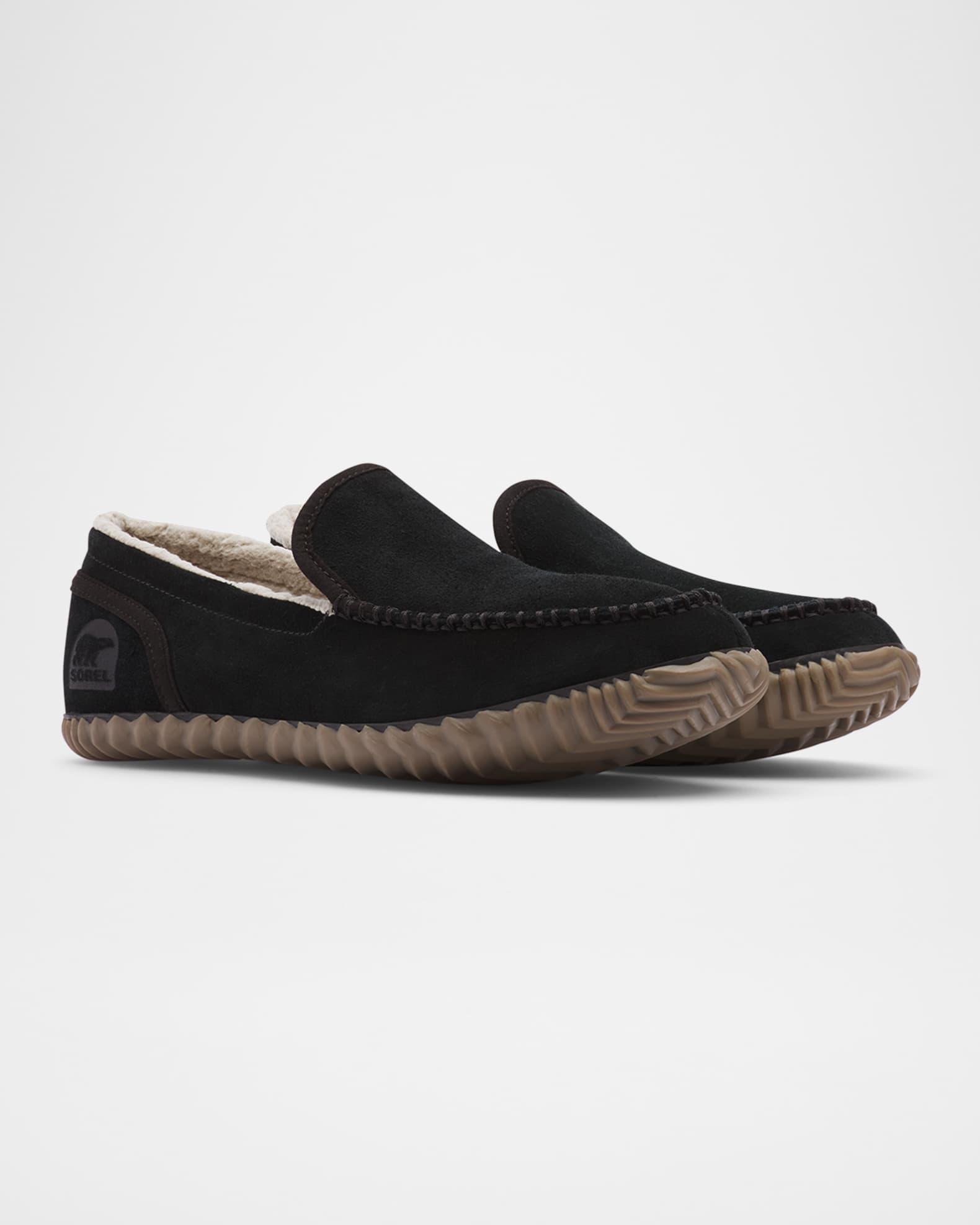Men's Dude Moc Suede and Faux Fur Slippers 1
