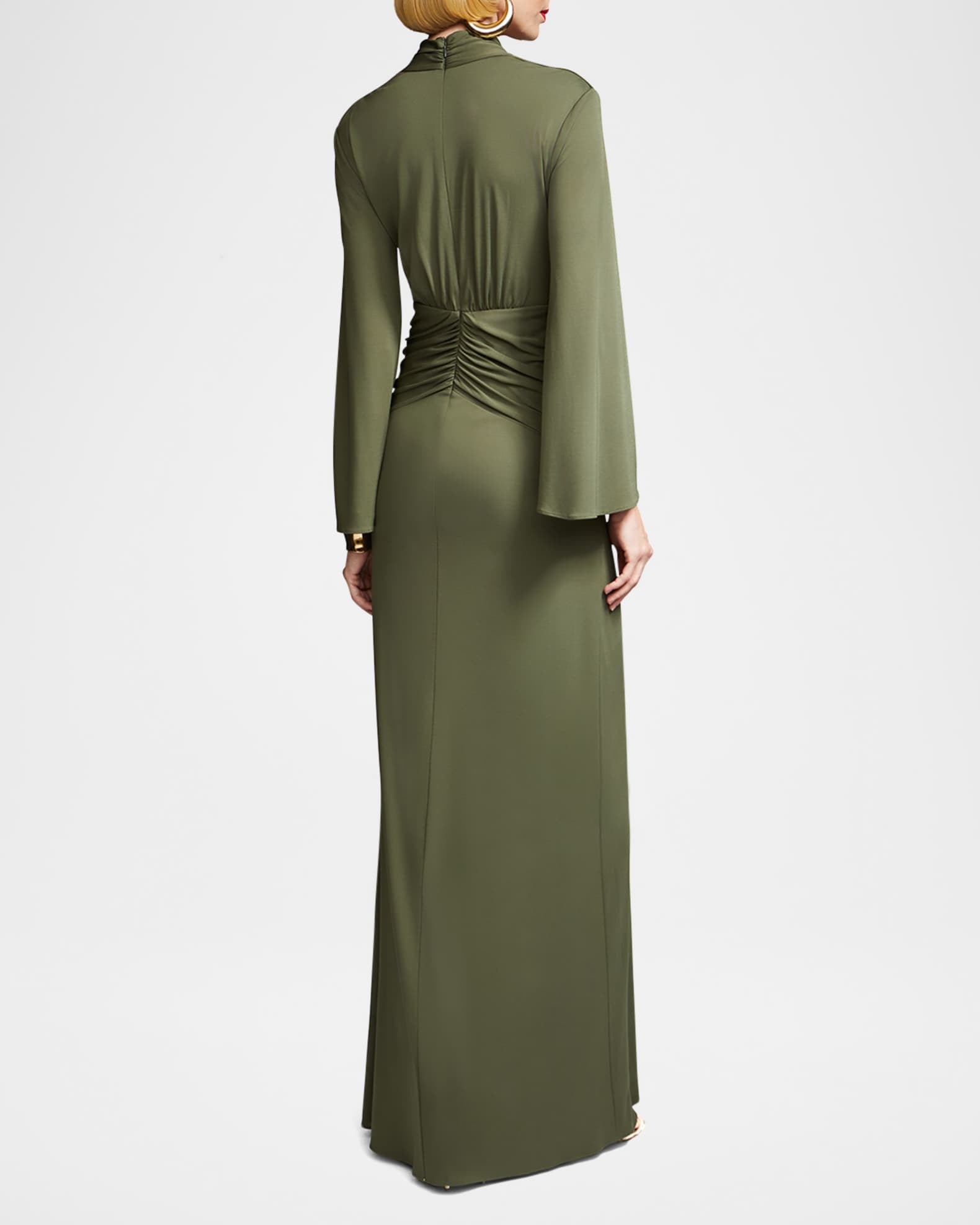 Ahano Draped Deep V Neck Jersey Gown