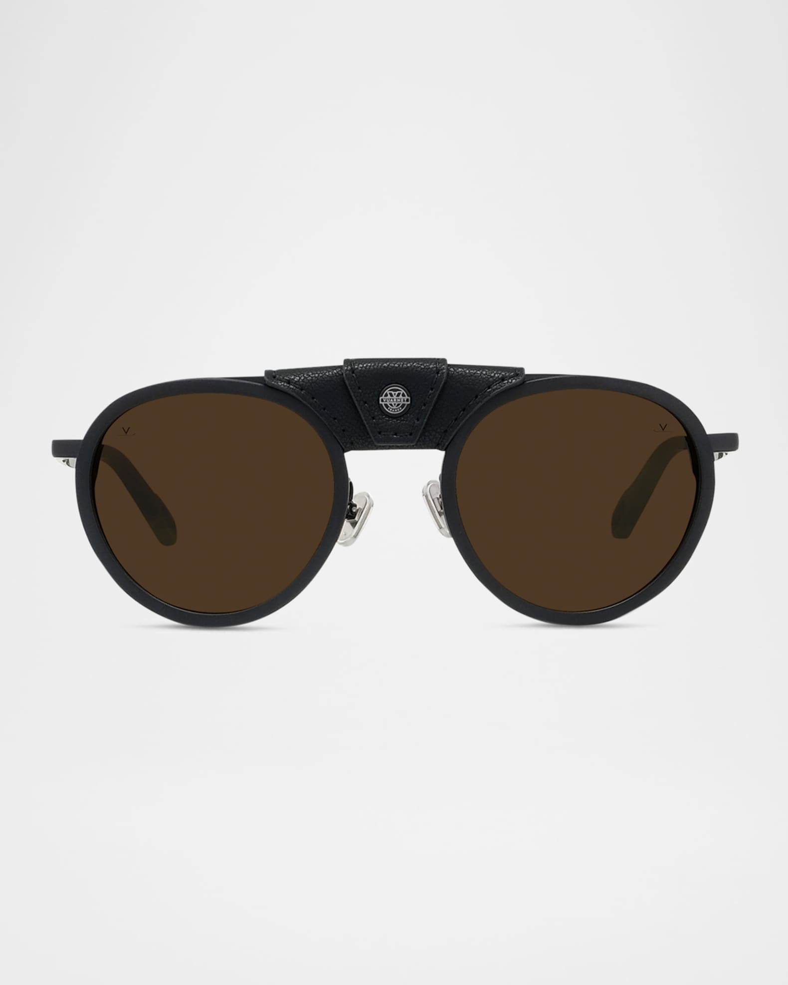 Men's Glacier 02 Titanium Round Sunglasses with Side Shields and Cord 0