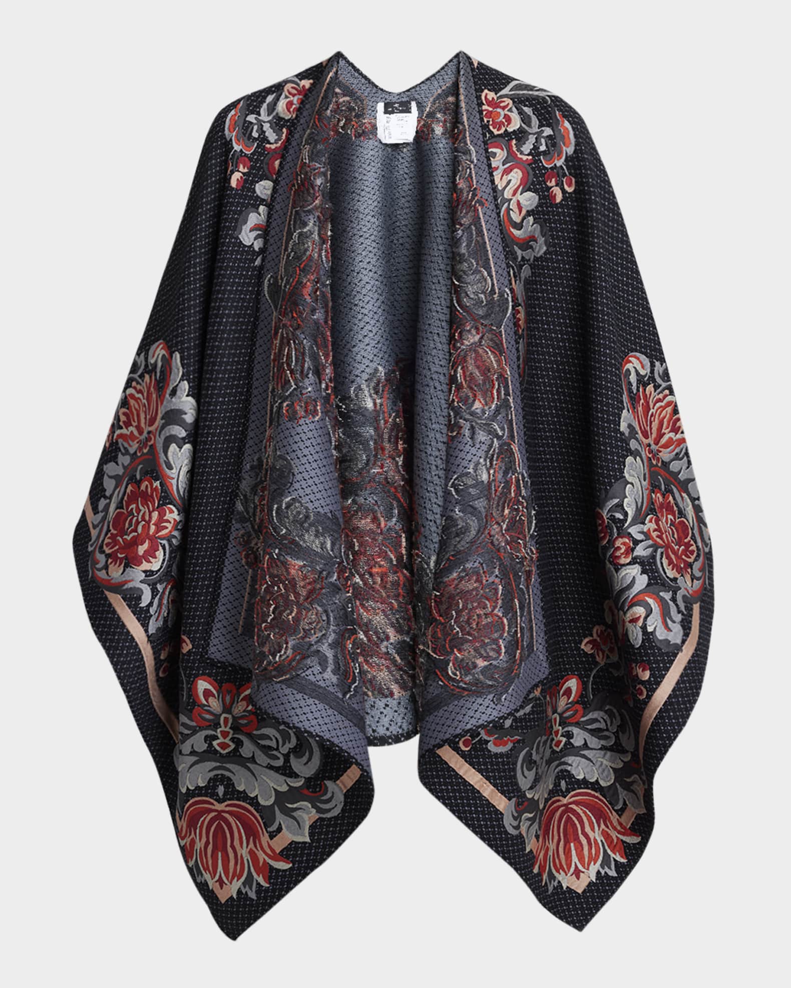 Floral Wool-Blend Cape  0