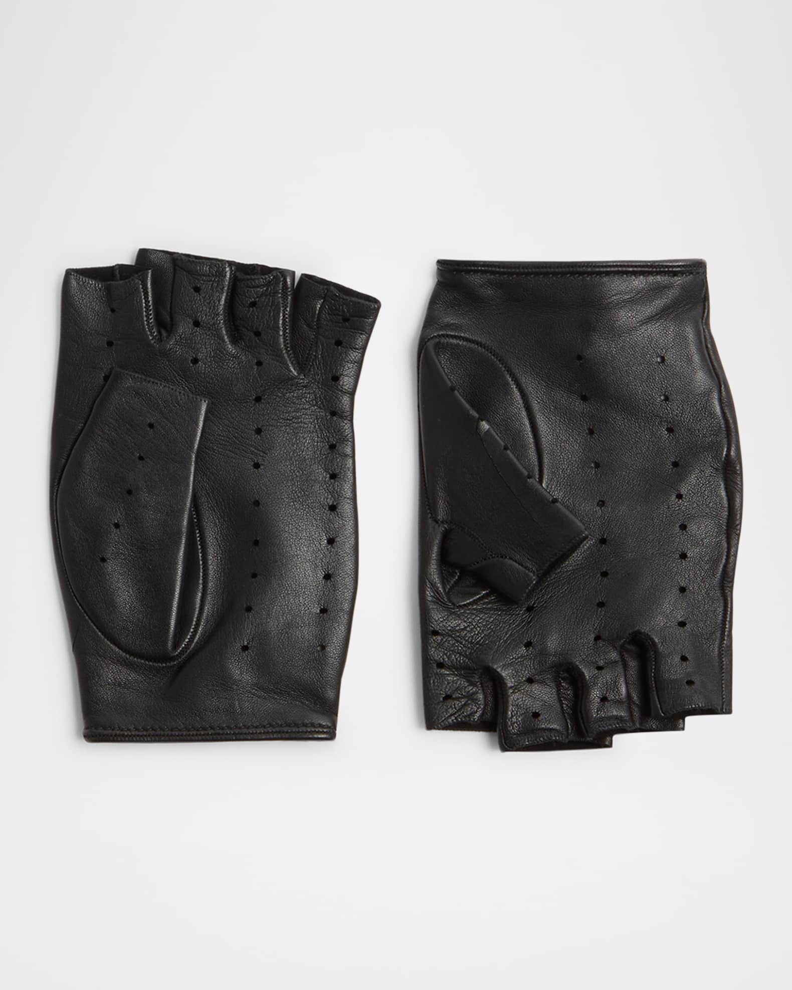 VLOGO Signature Leather Fingerless Gloves  0