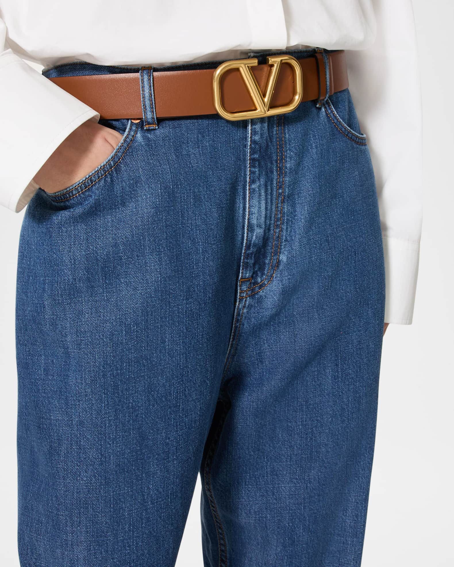 VLogo Signature Reversible Leather Belt, 40mm 1
