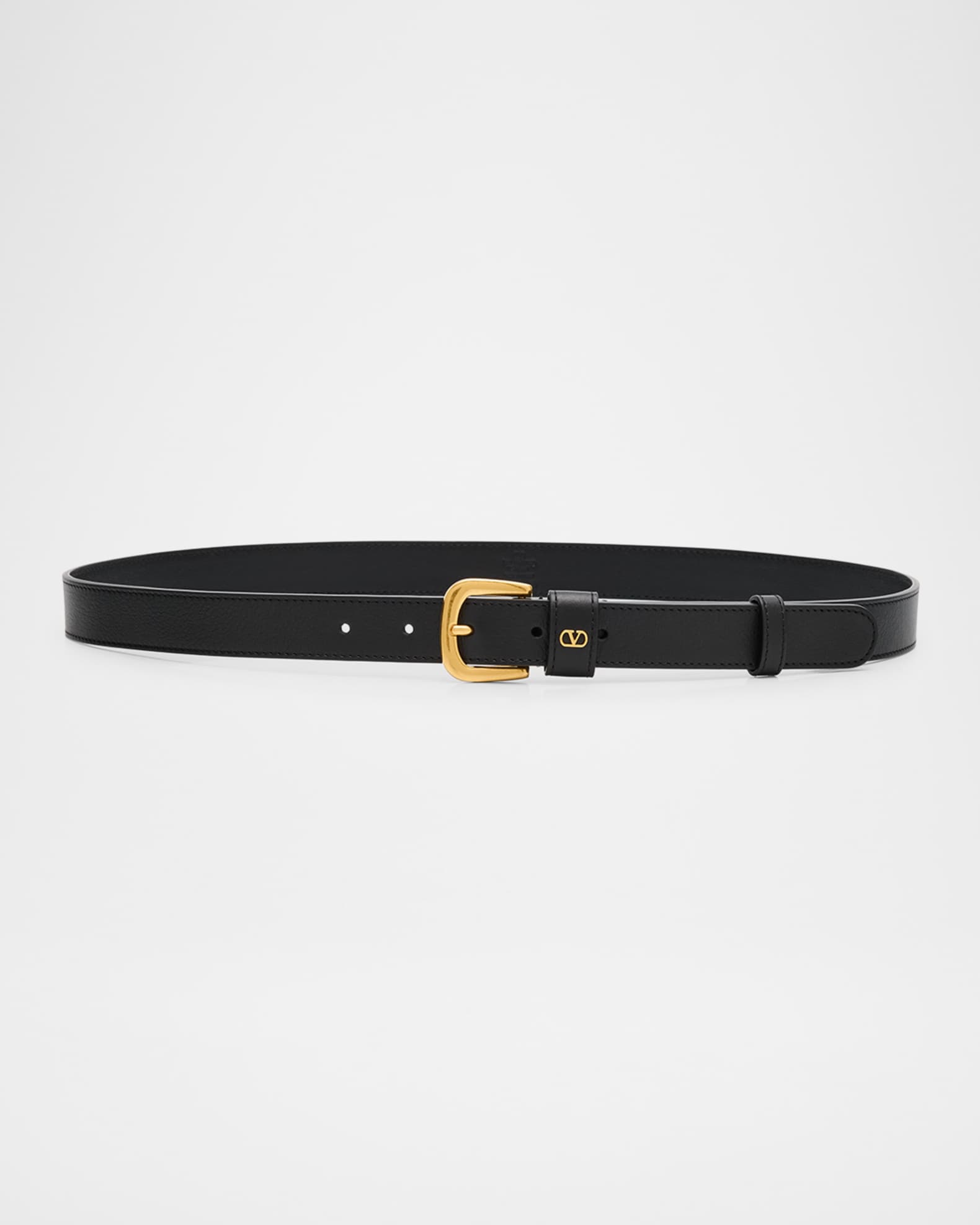 Valentino ブラックレザーベルト Women's New Valentino Black Belt Size L With A Gold Buckle