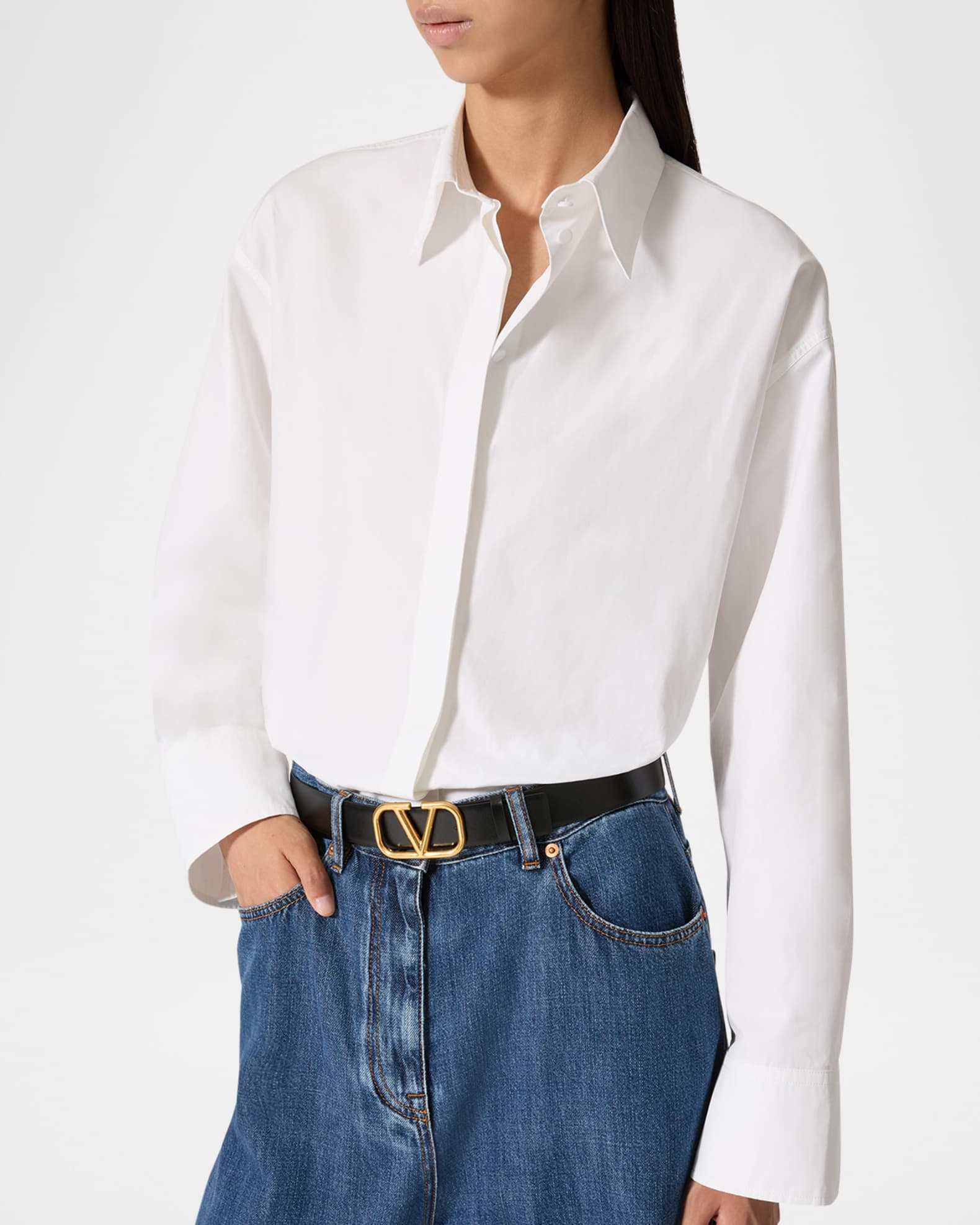 ベルト VALENTINO IVORY LEATHER BELT VLogo leather belt in white - Valentino Garavani | Mytheresa