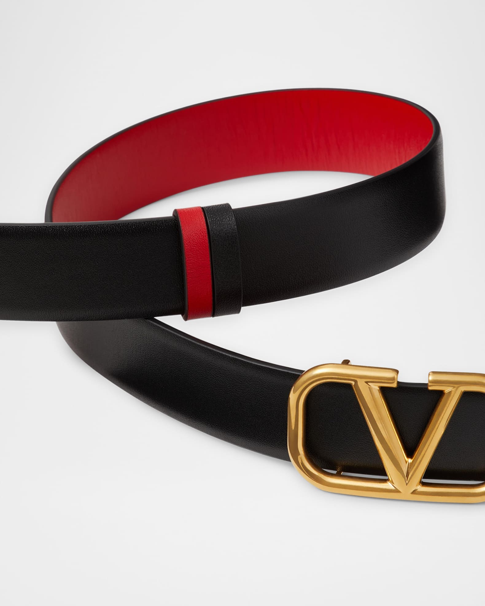 Valentino Garavani V-Logo Reversible Leather Belt | Neiman