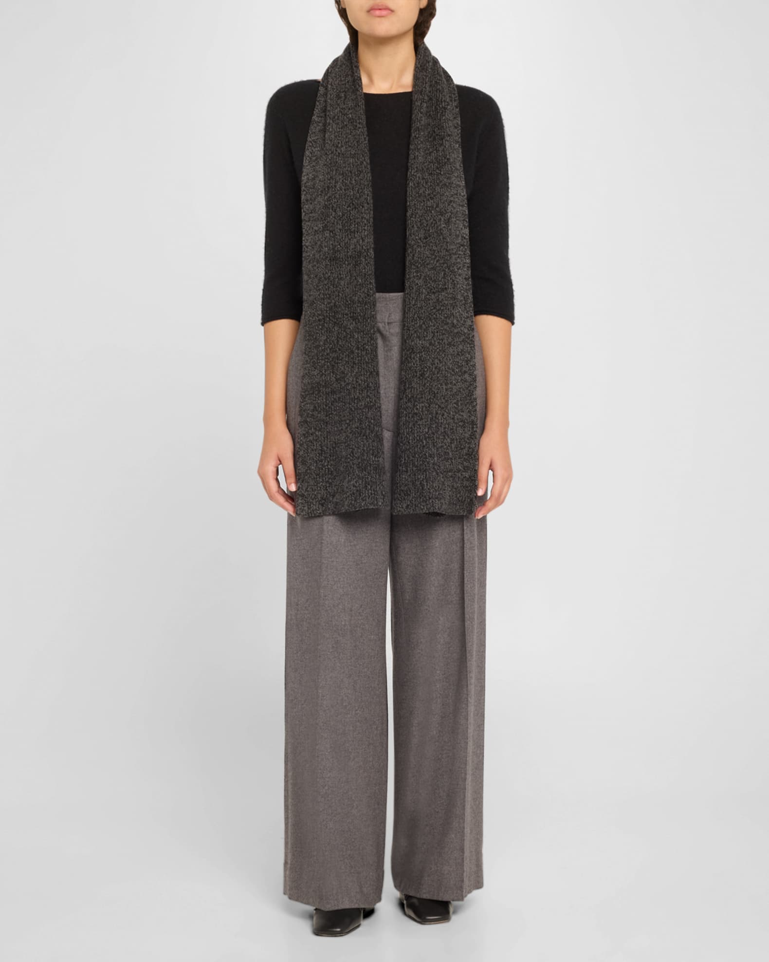 Tweed Ribbed Cashmere Scarf 1
