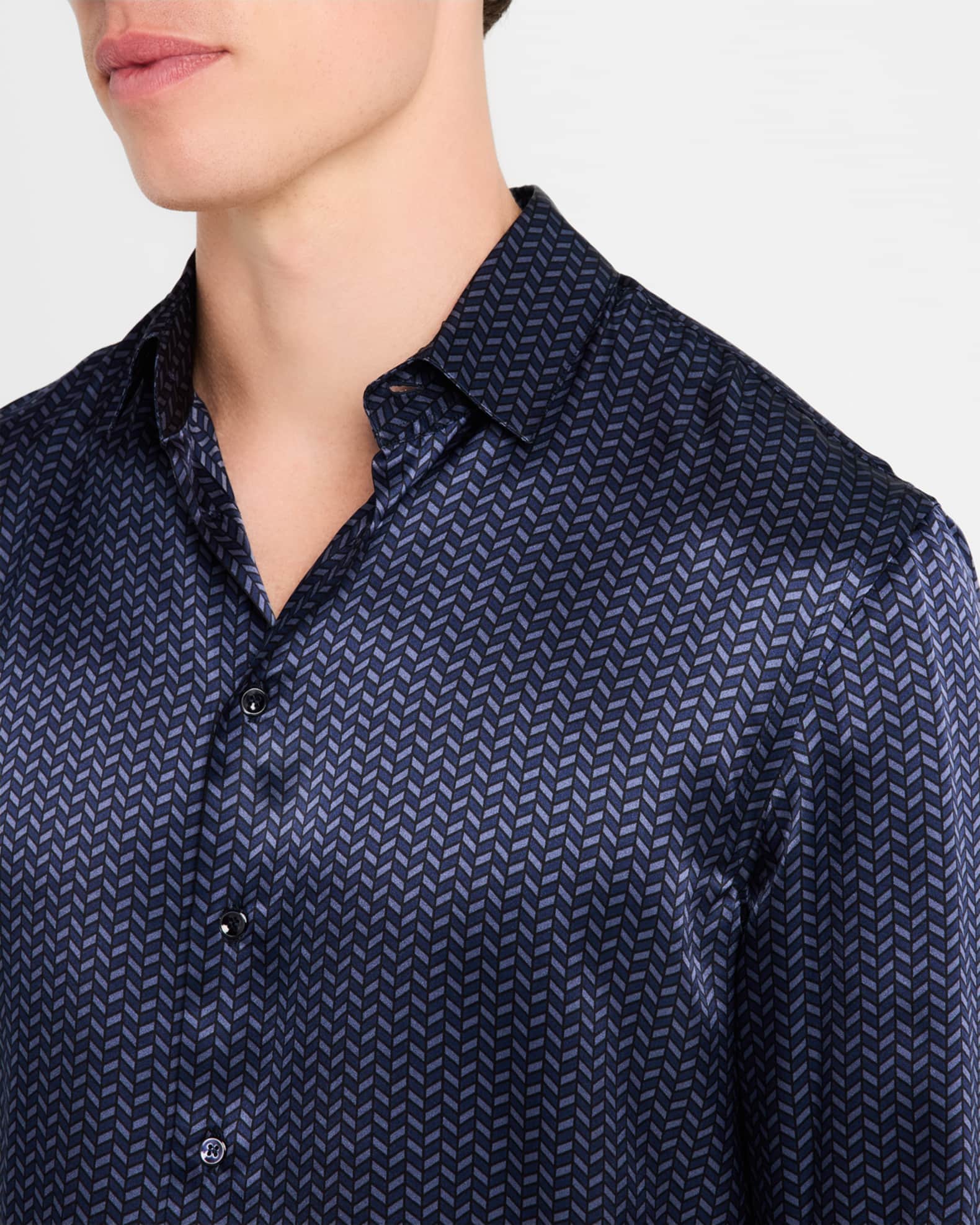 Giorgio Armani Men's Silk Chevron Dress Shirt | Neiman Marcus