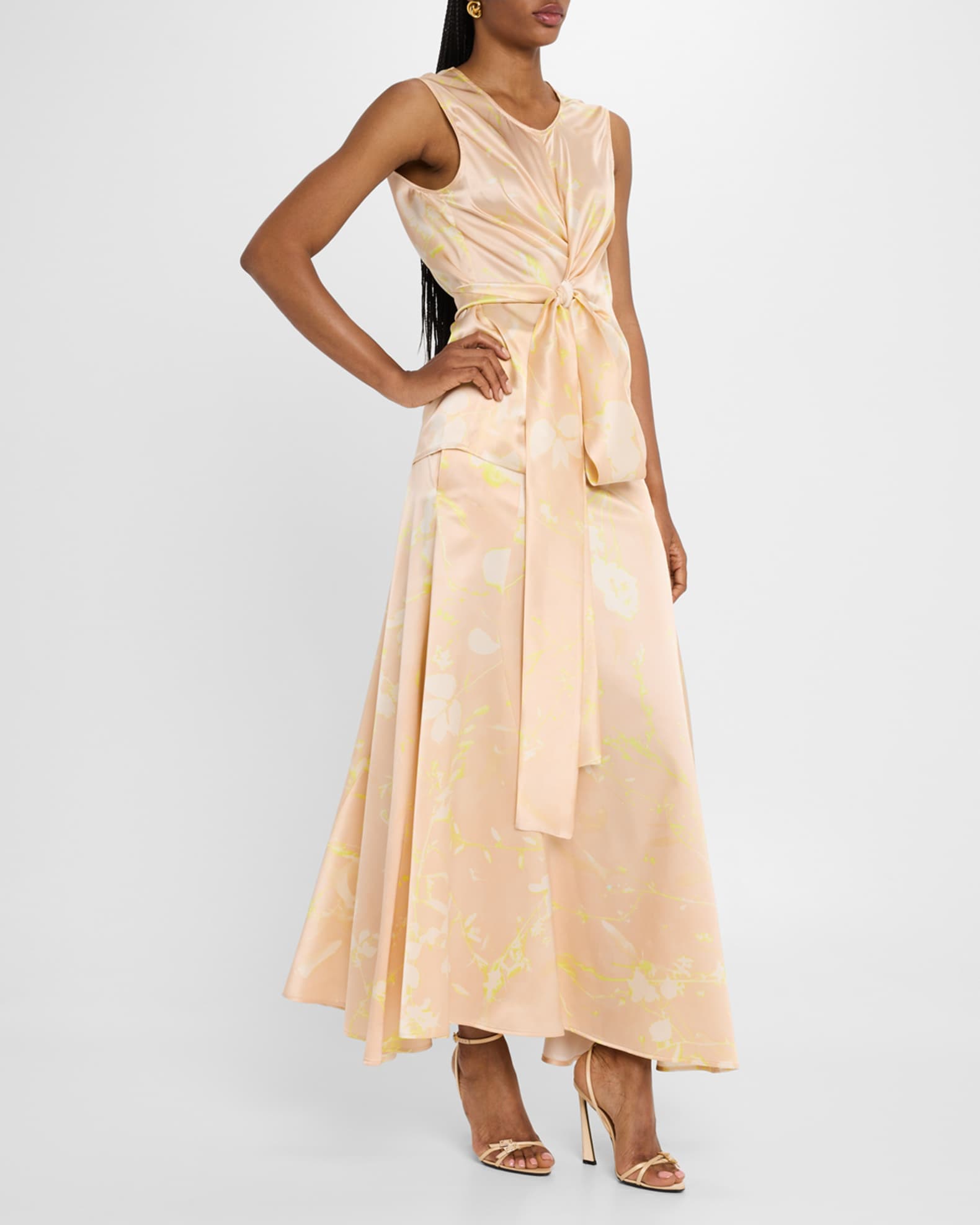 Tilia Floral-Print Silk A-Line Midi Skirt 1