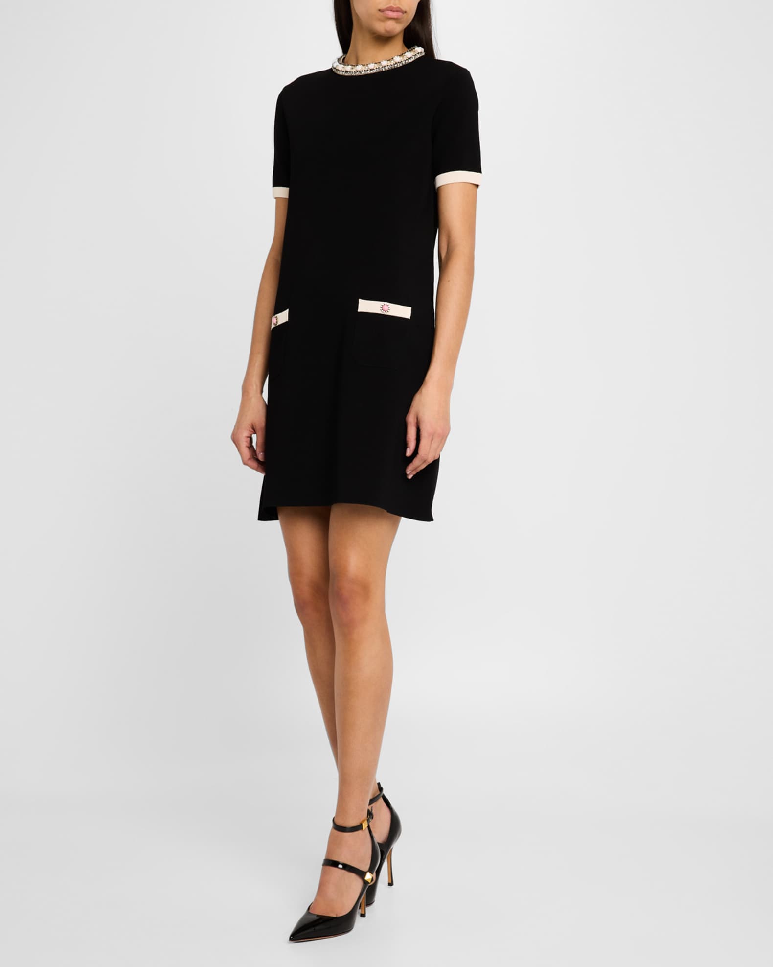 【VALENTINO】STRETCH KNIT SHORT DRESS WITH VLOGO CHAIN Valentino Vlogo Chain Short Dress In Black | ModeSens