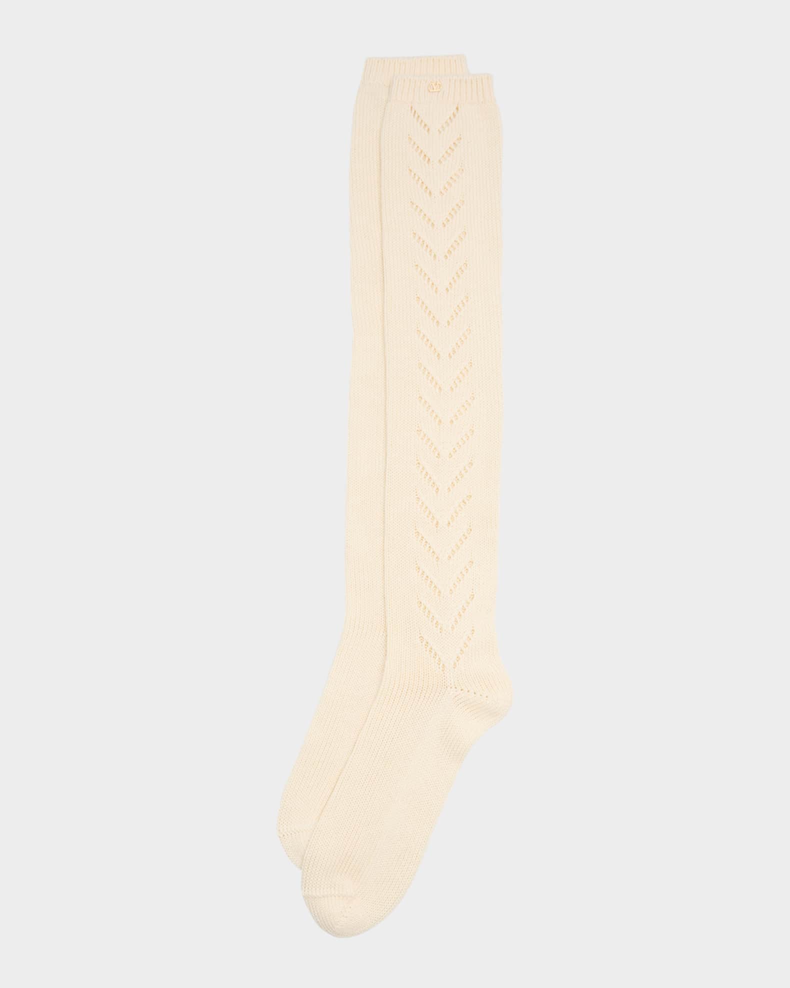 Cotton Pointelle Knee-High Socks 0