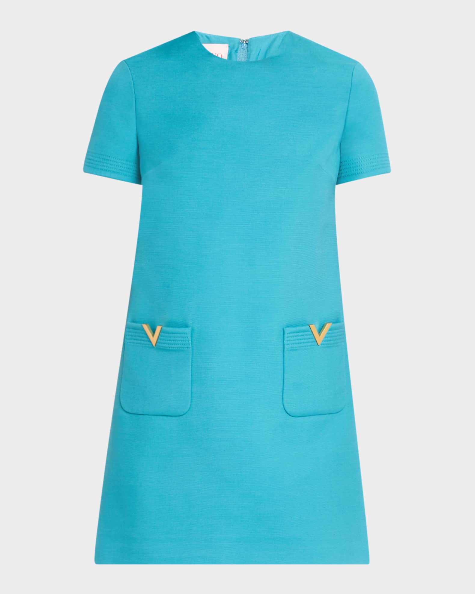Valentino Garavani V-Logo Pocket Short-Sleeve Crepe Mini
