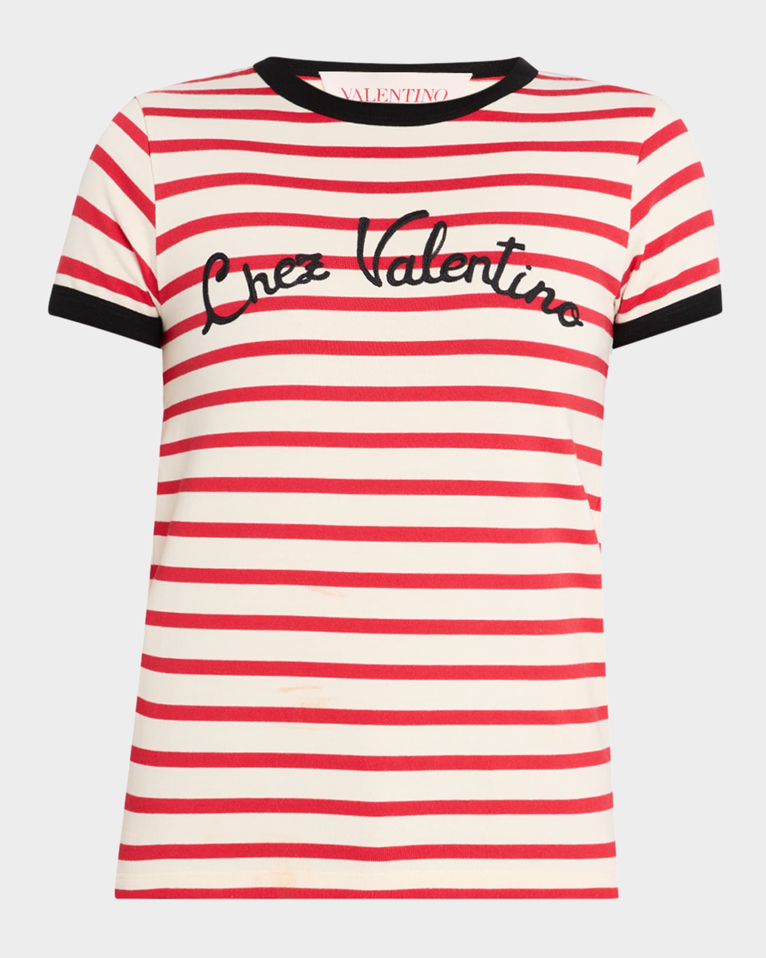 Tシャツ・カットソー Valentino Striped Cotton Jersey T-Shirt Valentino Garavani Striped Cotton Jersey Short-Sleeve T