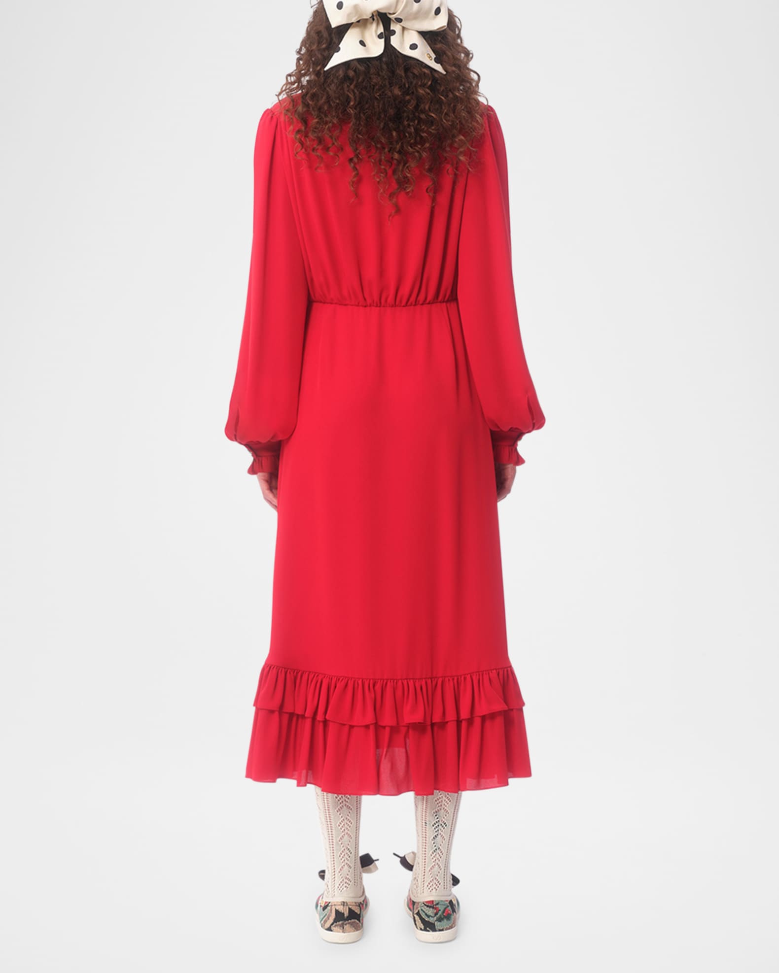 Valentino Garavani Women s Ruffle Bow Silk Georgette Midi Dress