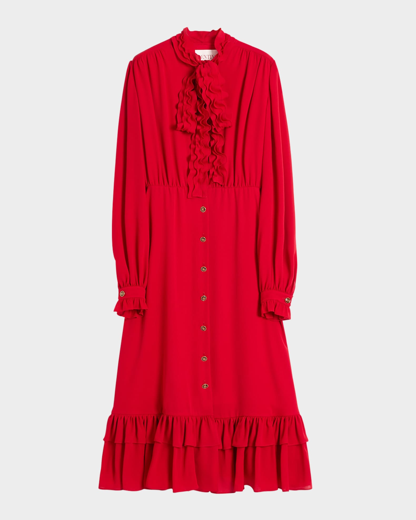 Valentino Garavani Women s Ruffle Bow Silk Georgette Midi Dress