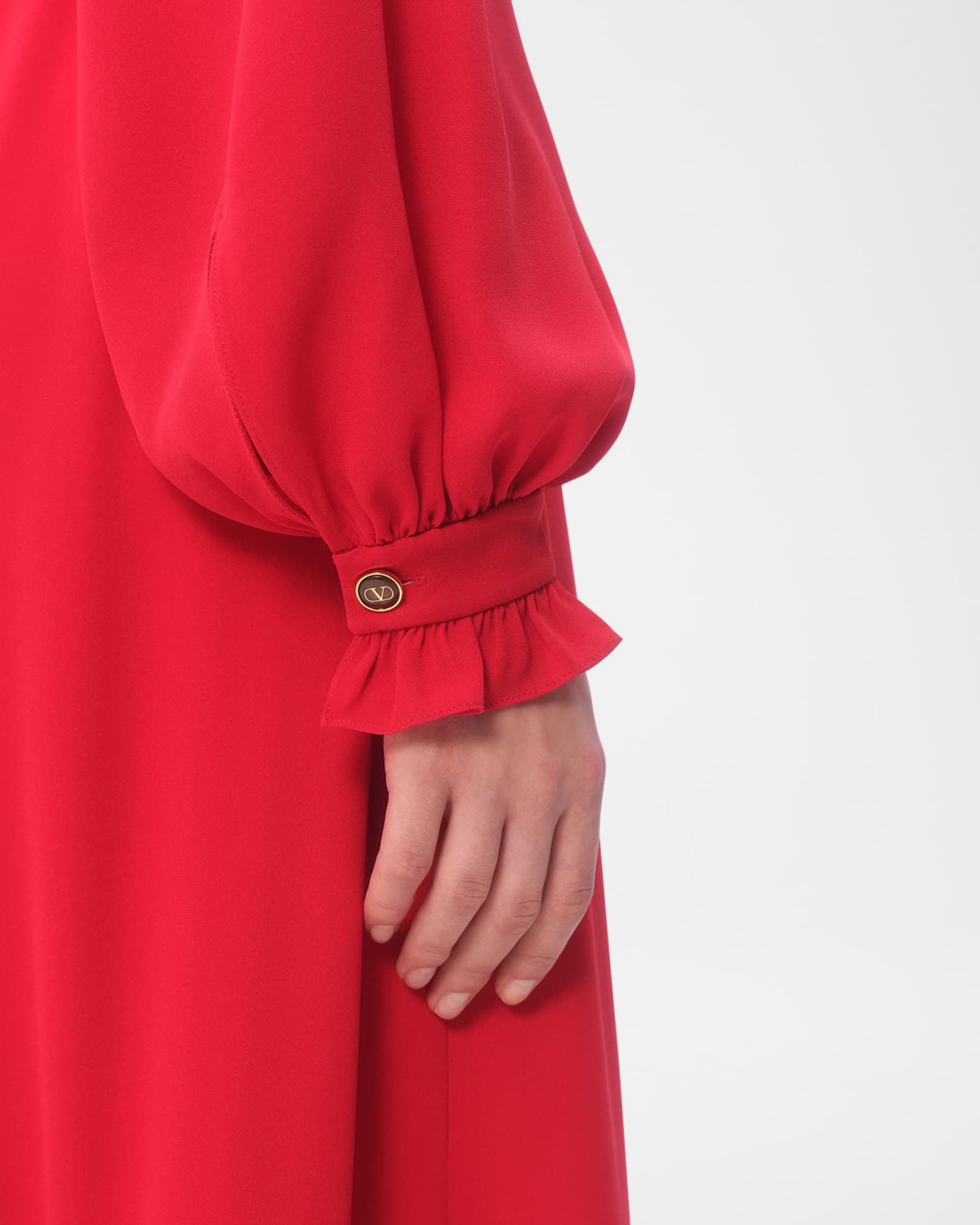 Valentino Garavani Ruffle Bow Long-Sleeve Silk Georgette Valentino Garavani Ruffle Bow Long-Sleeve Silk Georgette
