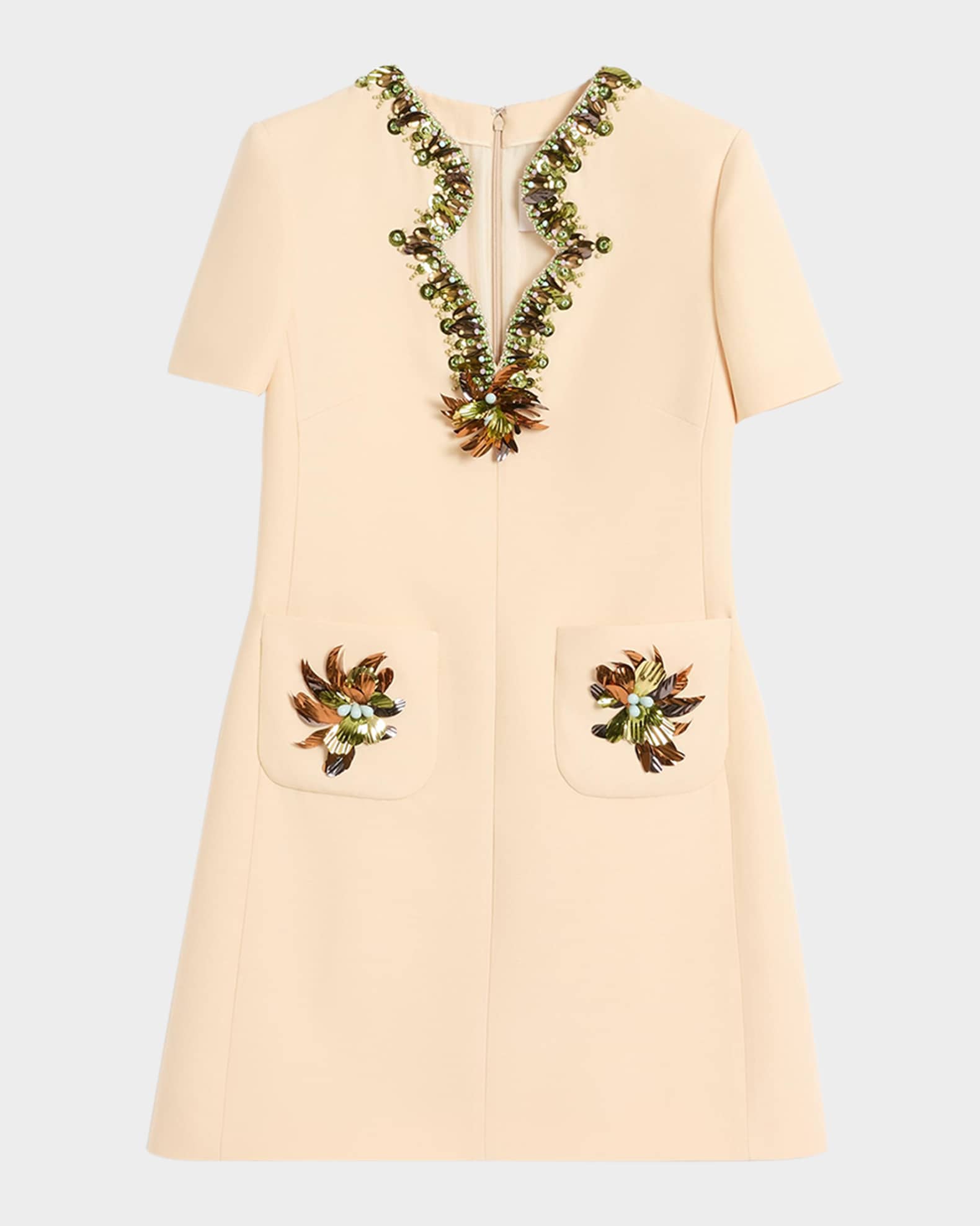 Valentino★素敵!Cream with Floral Applique Mini Dress NWT Valentino Cream with Floral Appliqué Cap Sleeve Mini