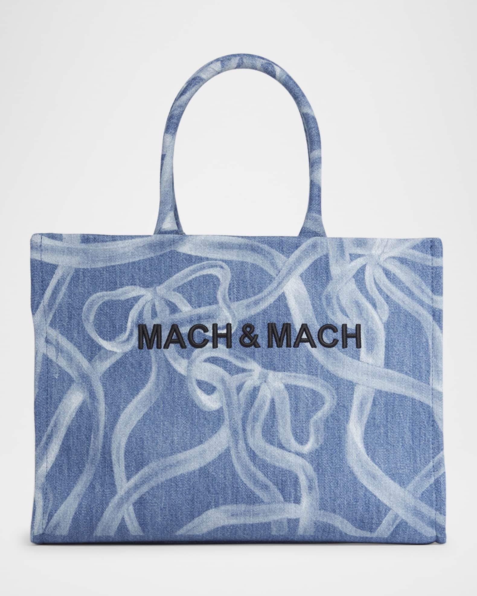 Riviera Bow Denim Tote Bag 0