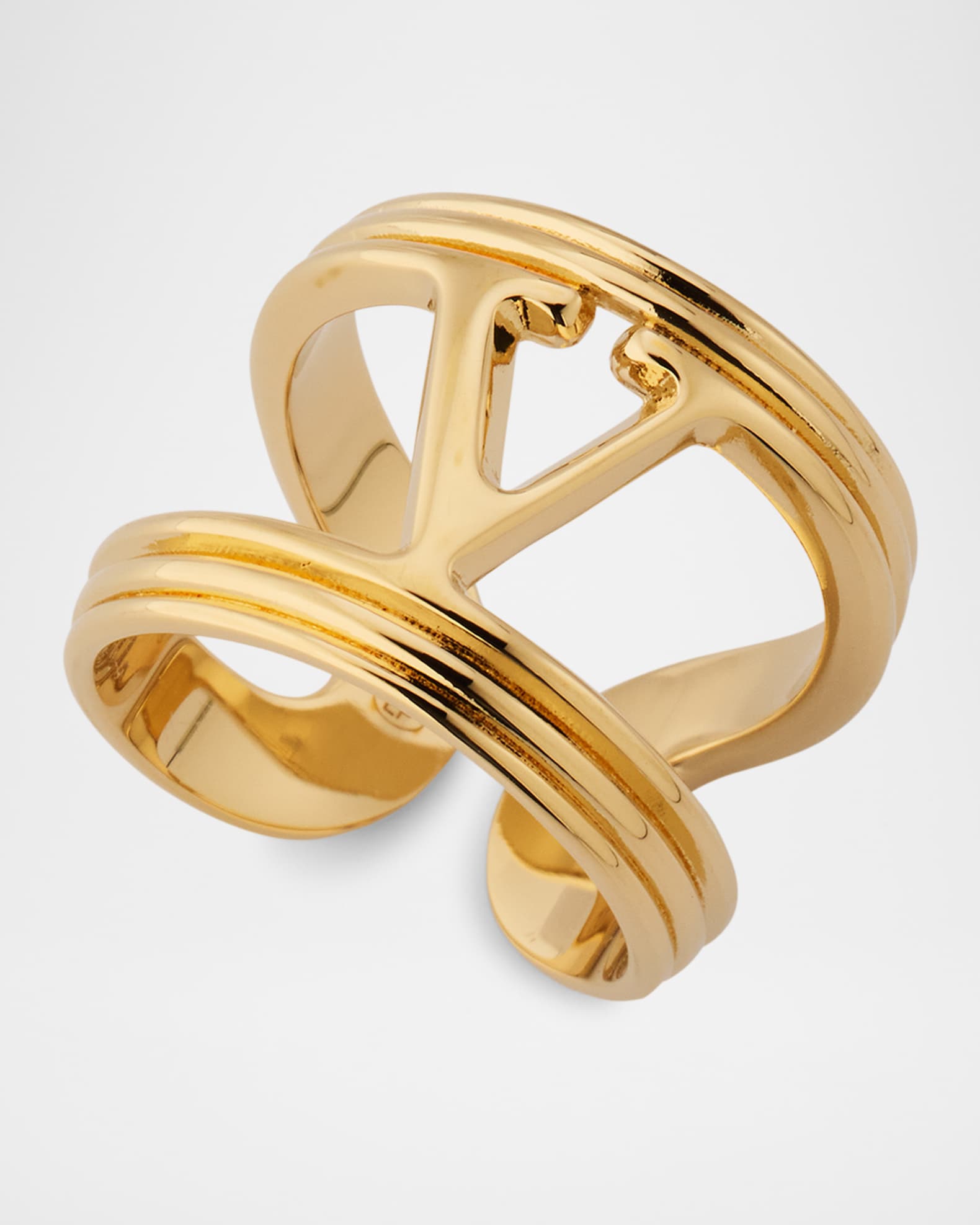 Valentino Garavani Metal V-Logo Ovalette Ring | Neiman Marcus