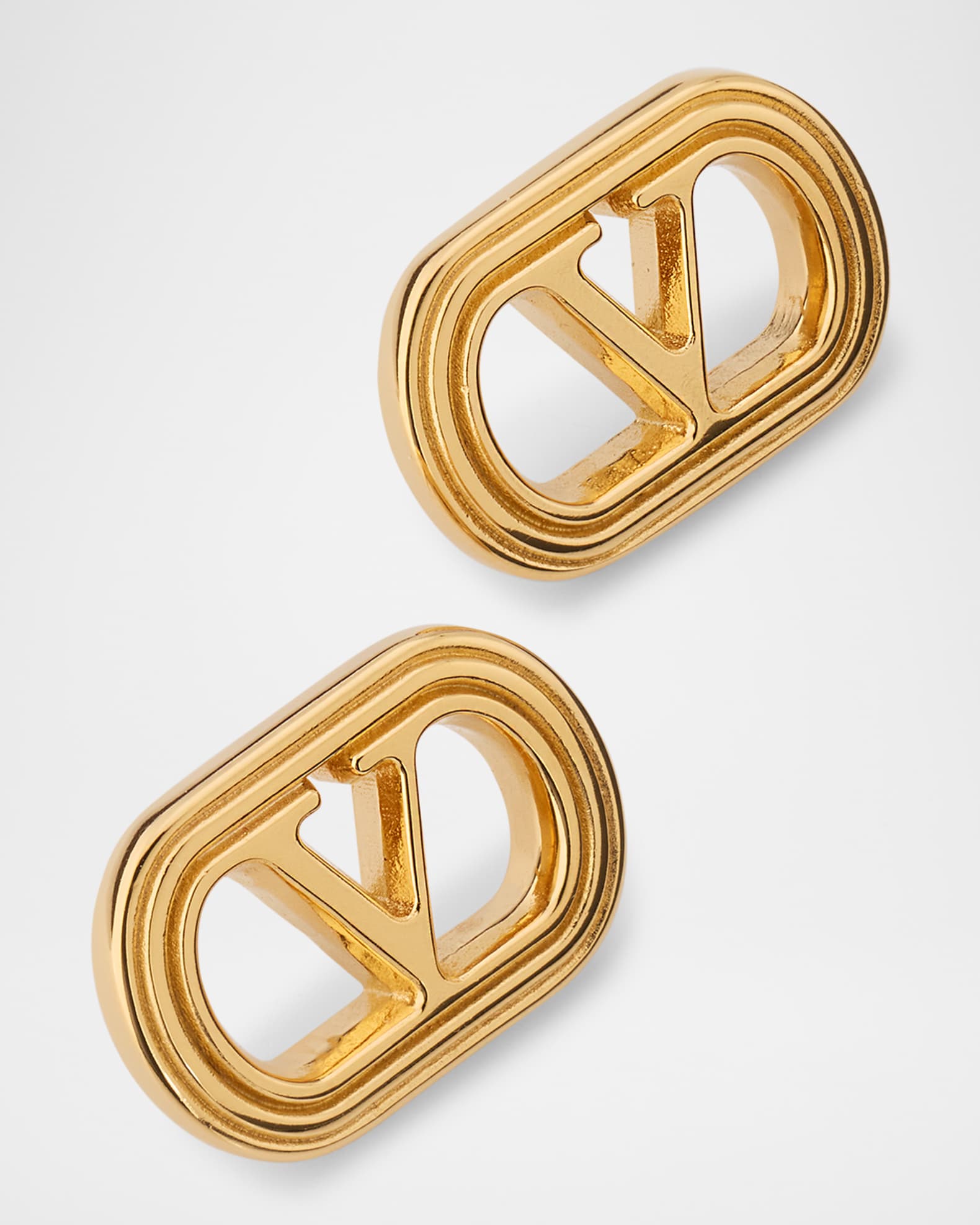 Valentino Garavani Metal V-Logo Ovalette Stud Earrings