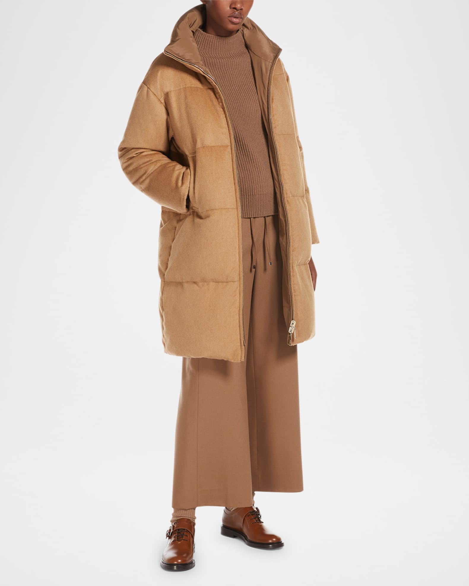 Dante Puffer Camel Wool Coat 1