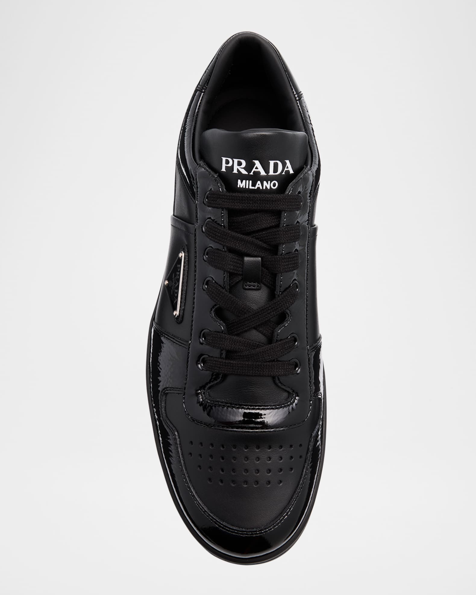 Prada Men's Downtown Bicolor Leather Low-Top Sneakers