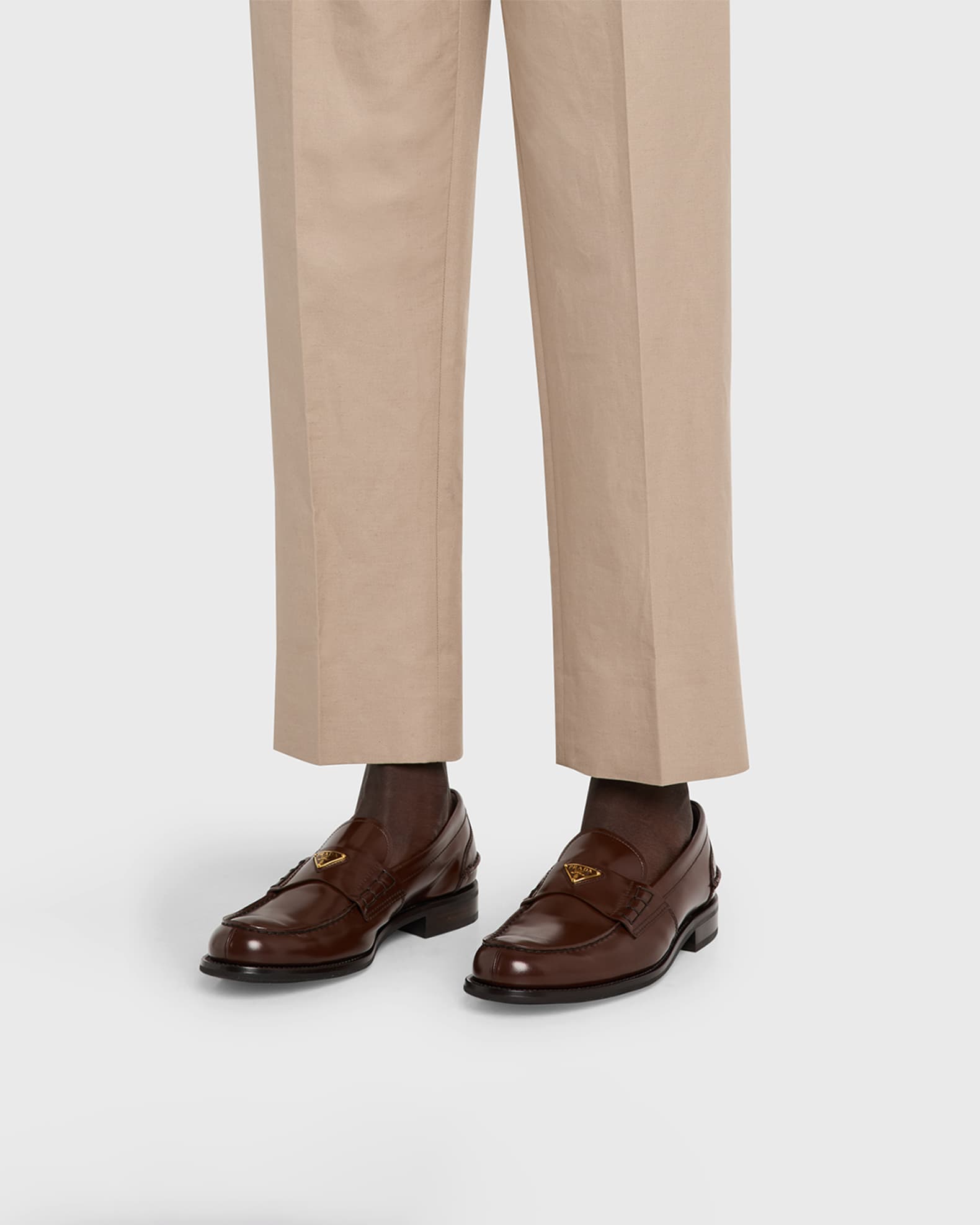 Men's Brushed Leather Split-Toe Loafers 1