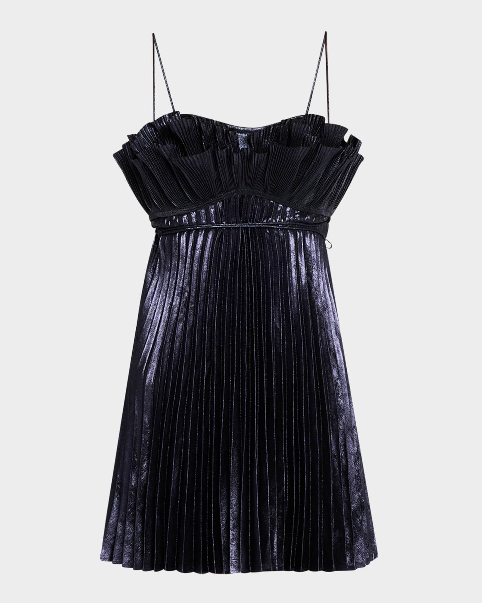 Pithill Pleated Metallic Mini Dress 0