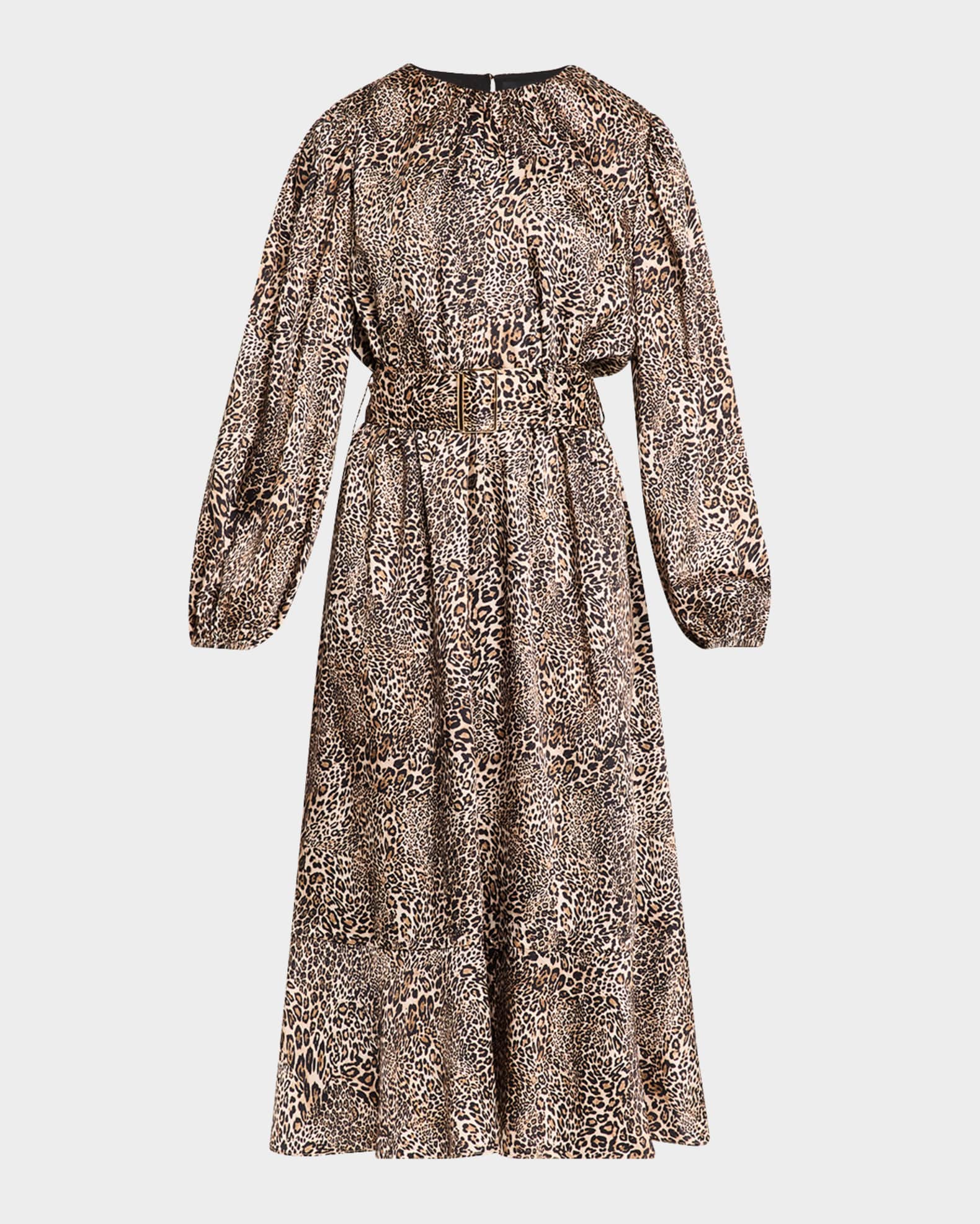 The Jada Belted Animal Print Midi Dress