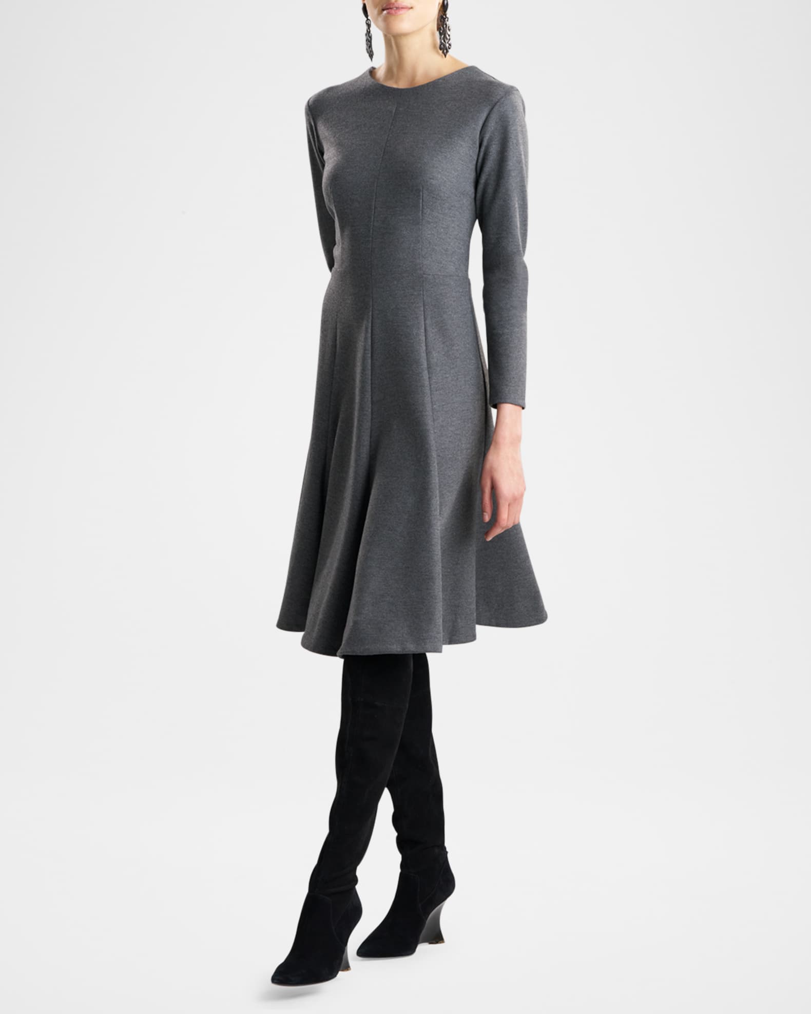 Fluted Double Jersey Dress 0