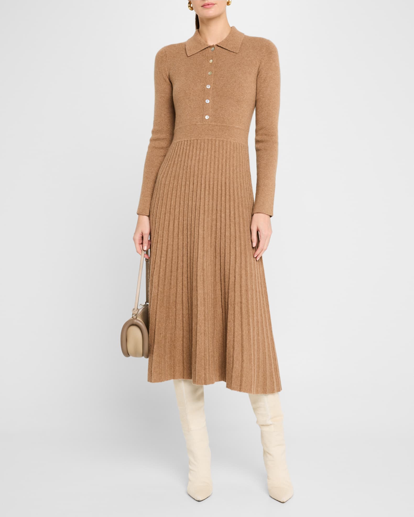 The Penny Pleated Cashmere Midi Sweater Dress 1