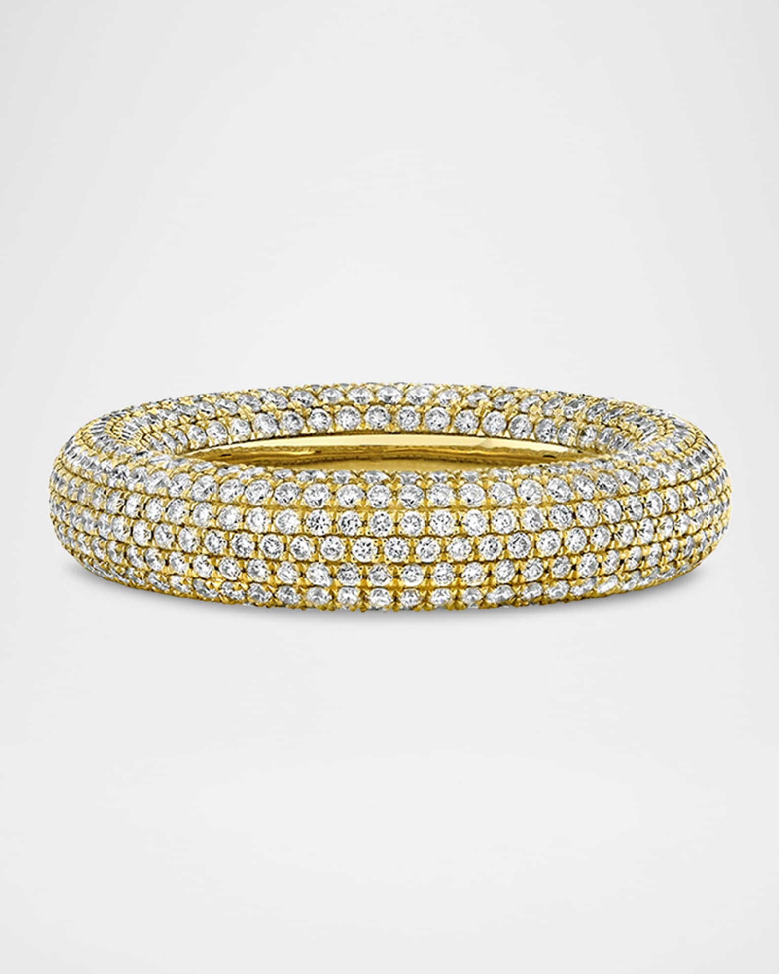 14K Yellow Gold Puffy Diamond Pave Ring 1