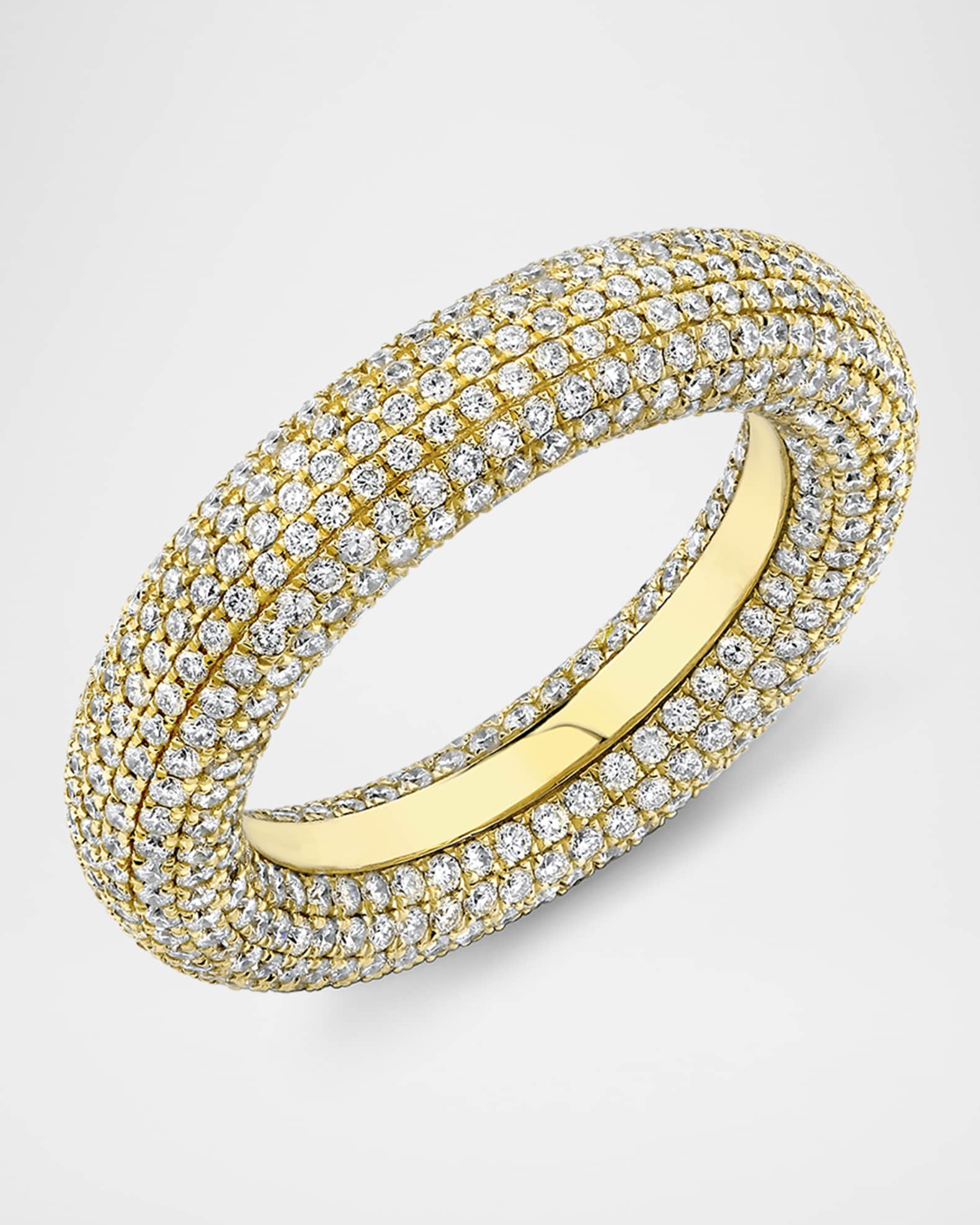 14K Yellow Gold Puffy Diamond Pave Ring 0