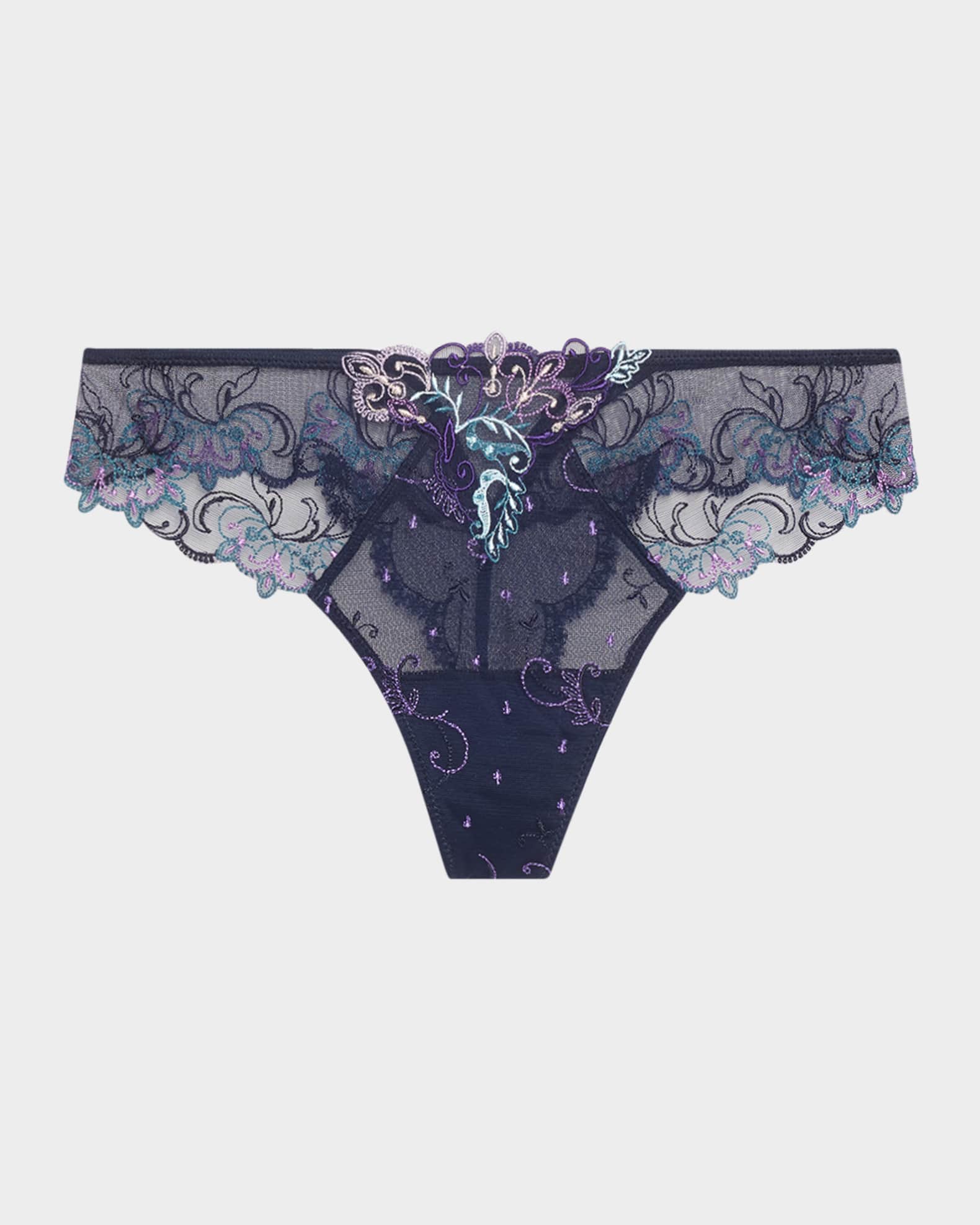 Deesse Desirs Embroidered Tulle Thong 0