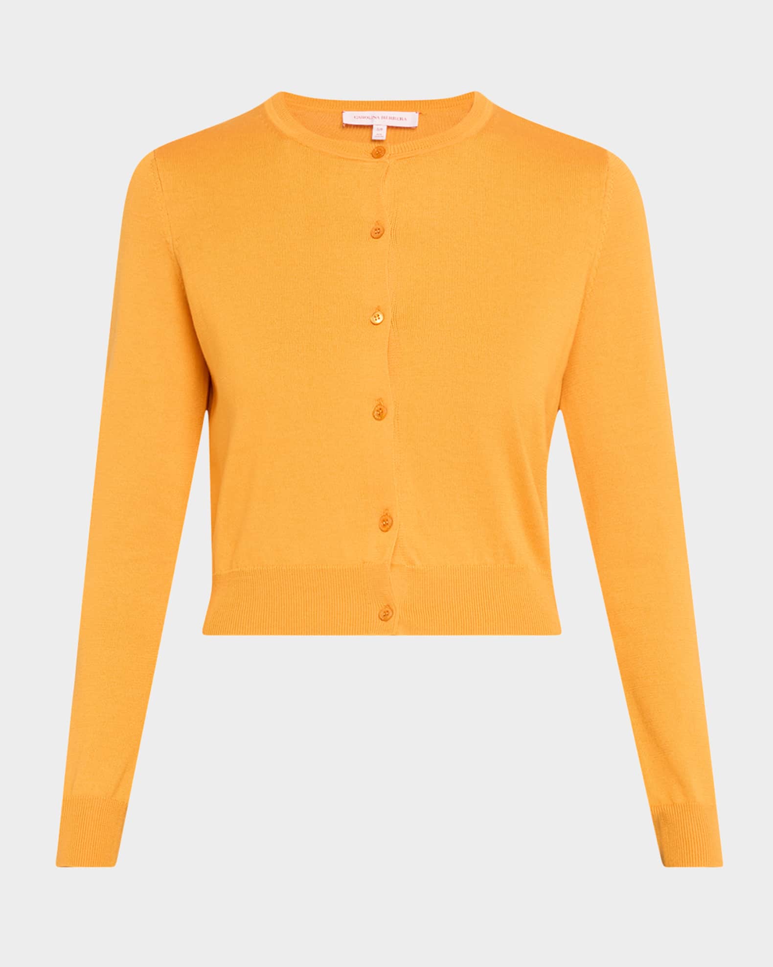 Long-Sleeve Silk-Cotton Crop Cardigan 0