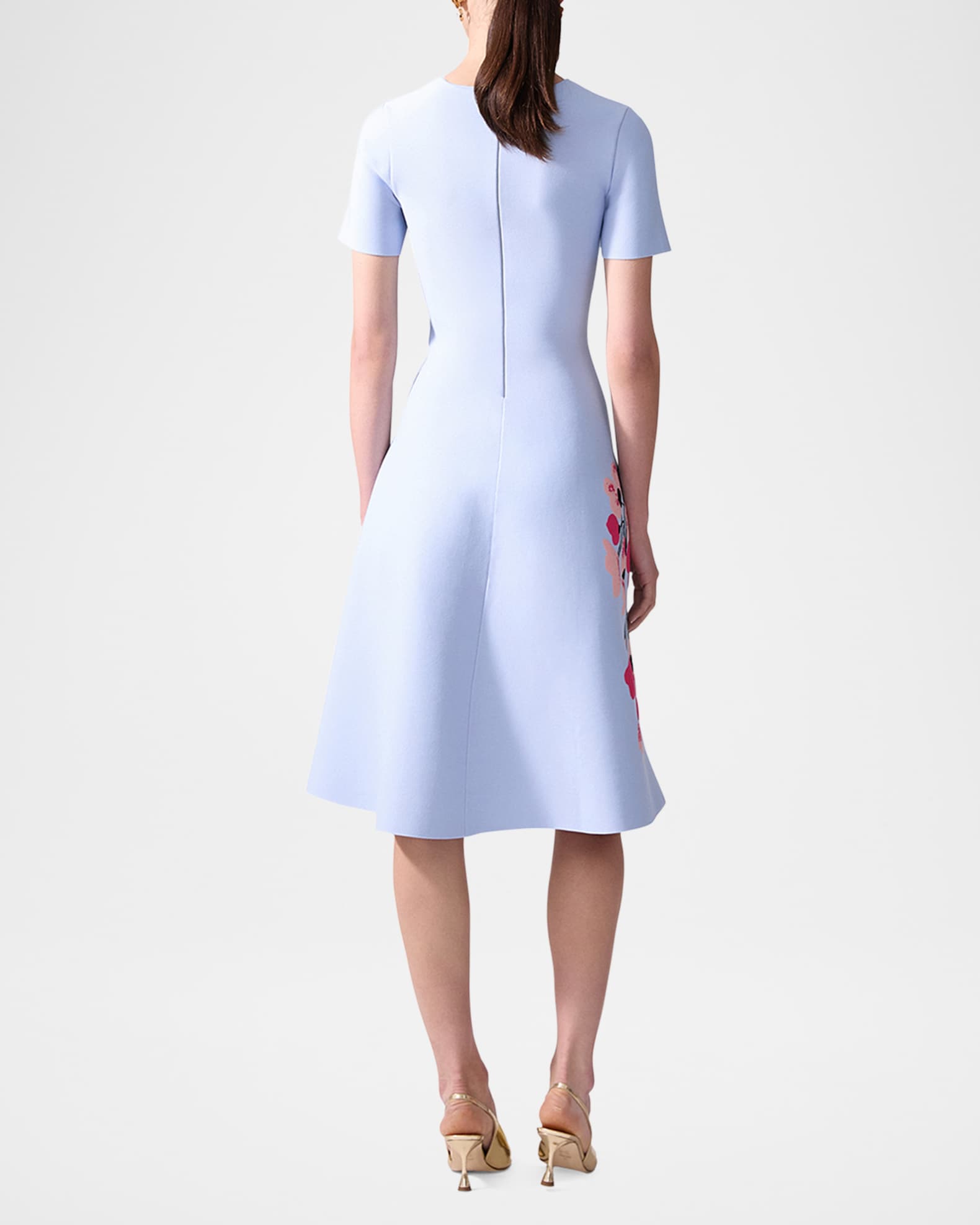 【激安アウトレット!】 Carolina Herrera Floral Jacquard Short-Sleeve Flare Dress スカート