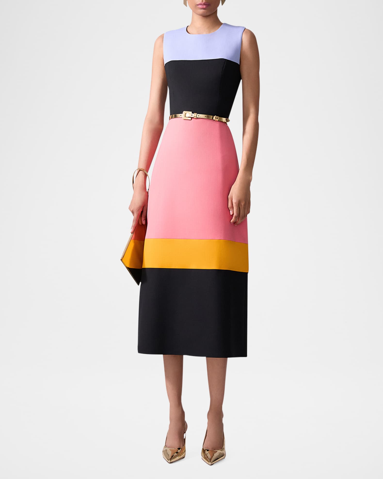 ワンピース Helis Square Color Block Dress Carolina Herrera Colorblock Sleeveless A-Line Midi Dress