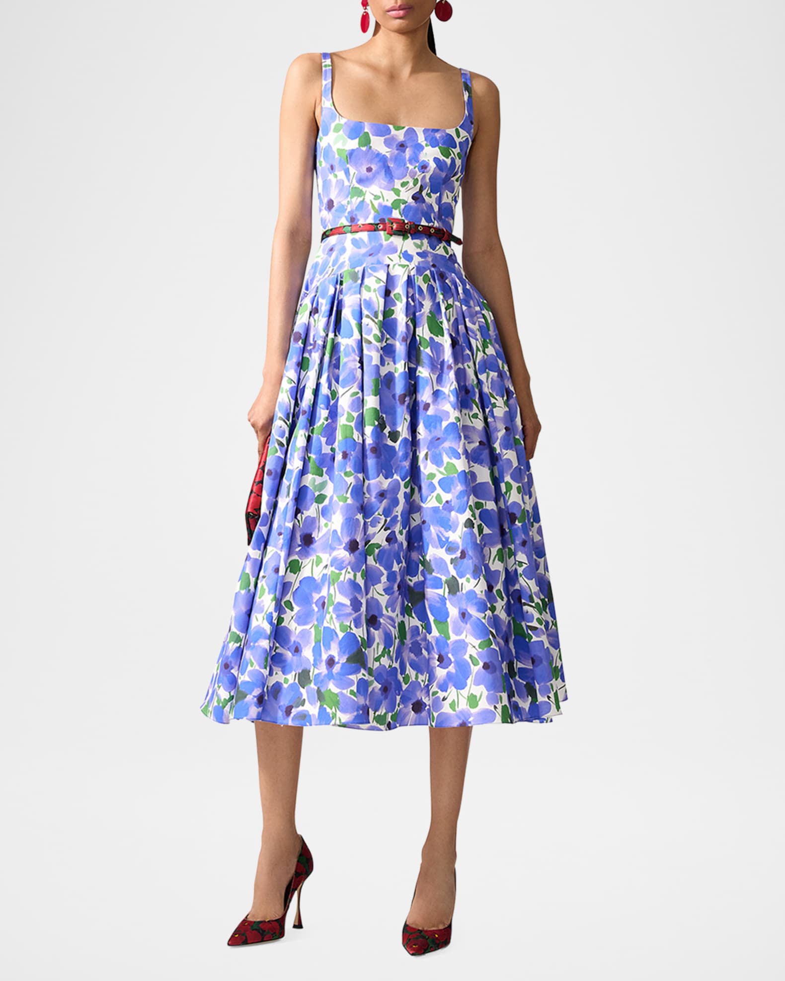 Floral Sleeveless Drop-Waist Midi Dress 1