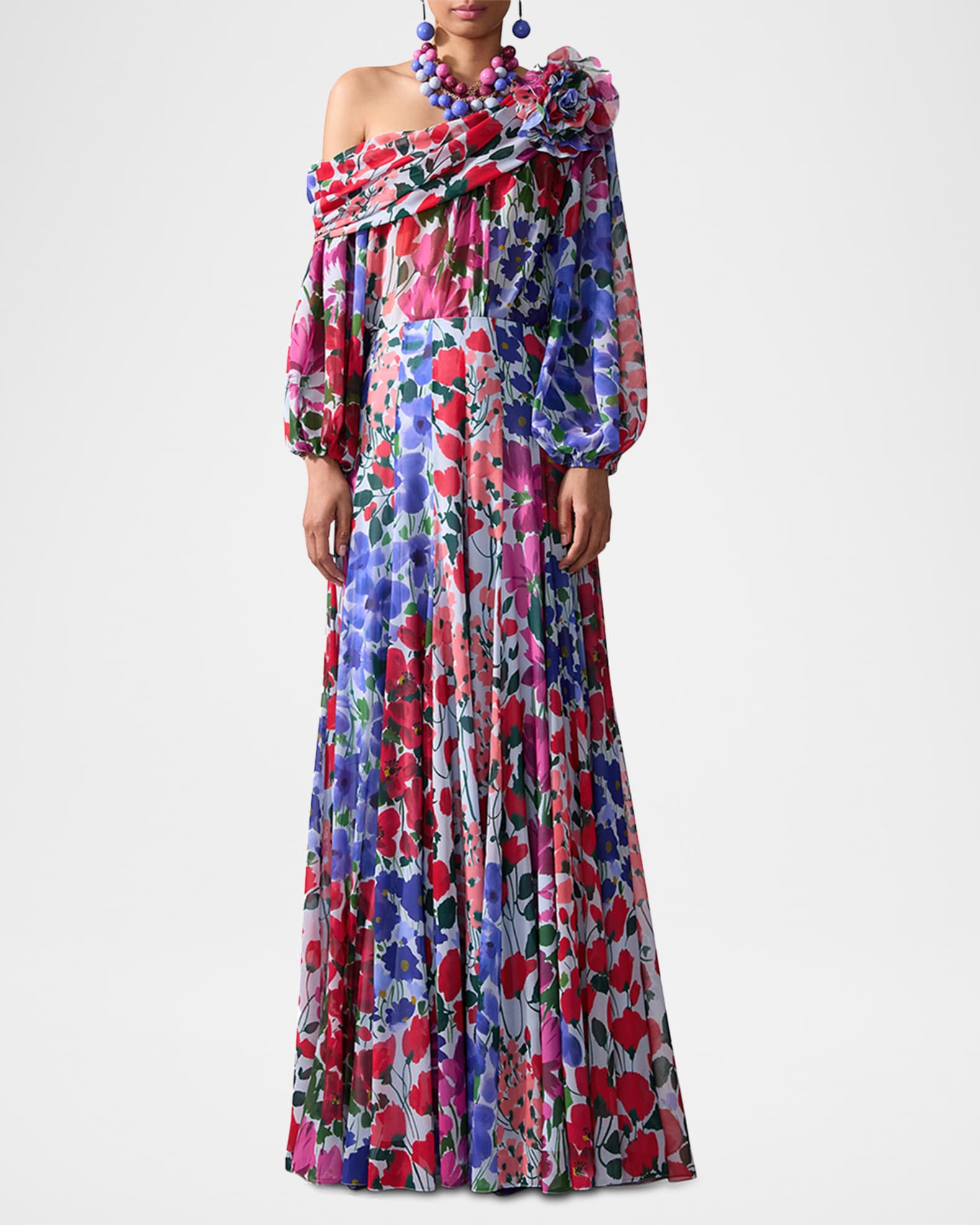 Multi Floral-Print Wide-Leg Palazzo Pants 1