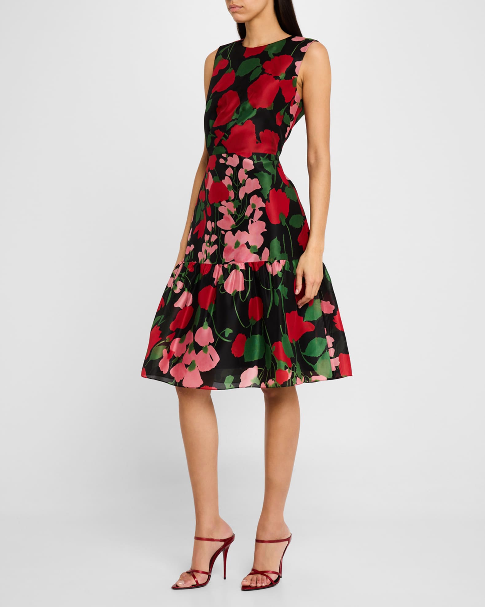 Floral Organza Flounce Hem Dress 1