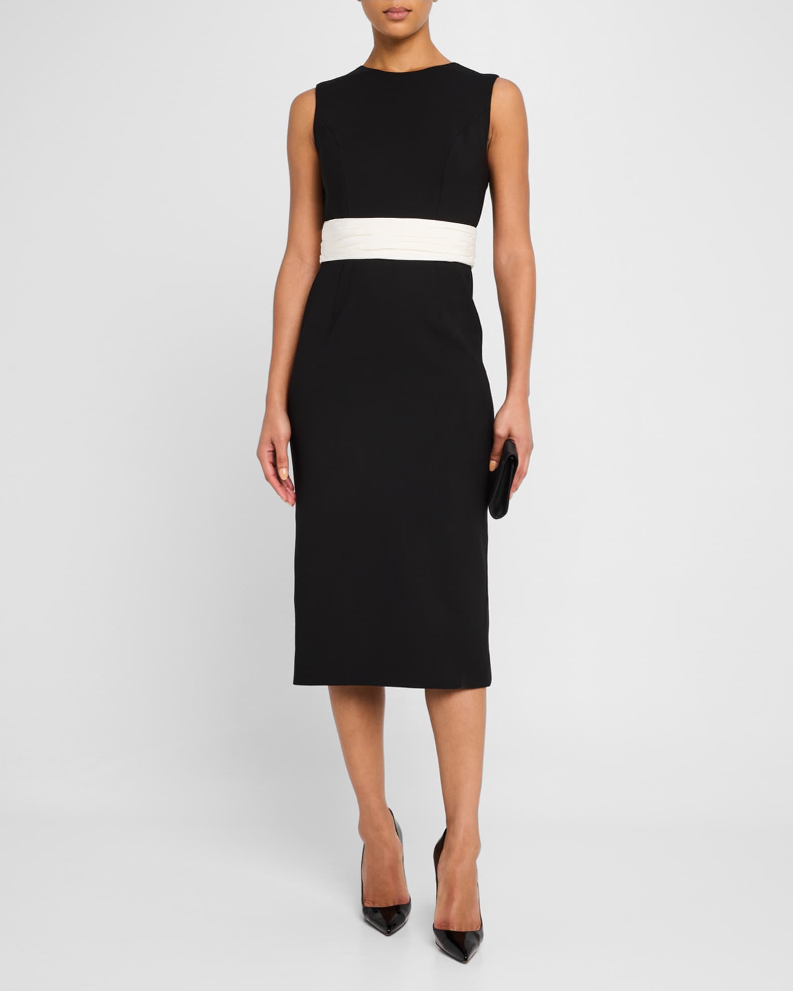 Sleeveless Cummerbund-Waist Midi Dress 1