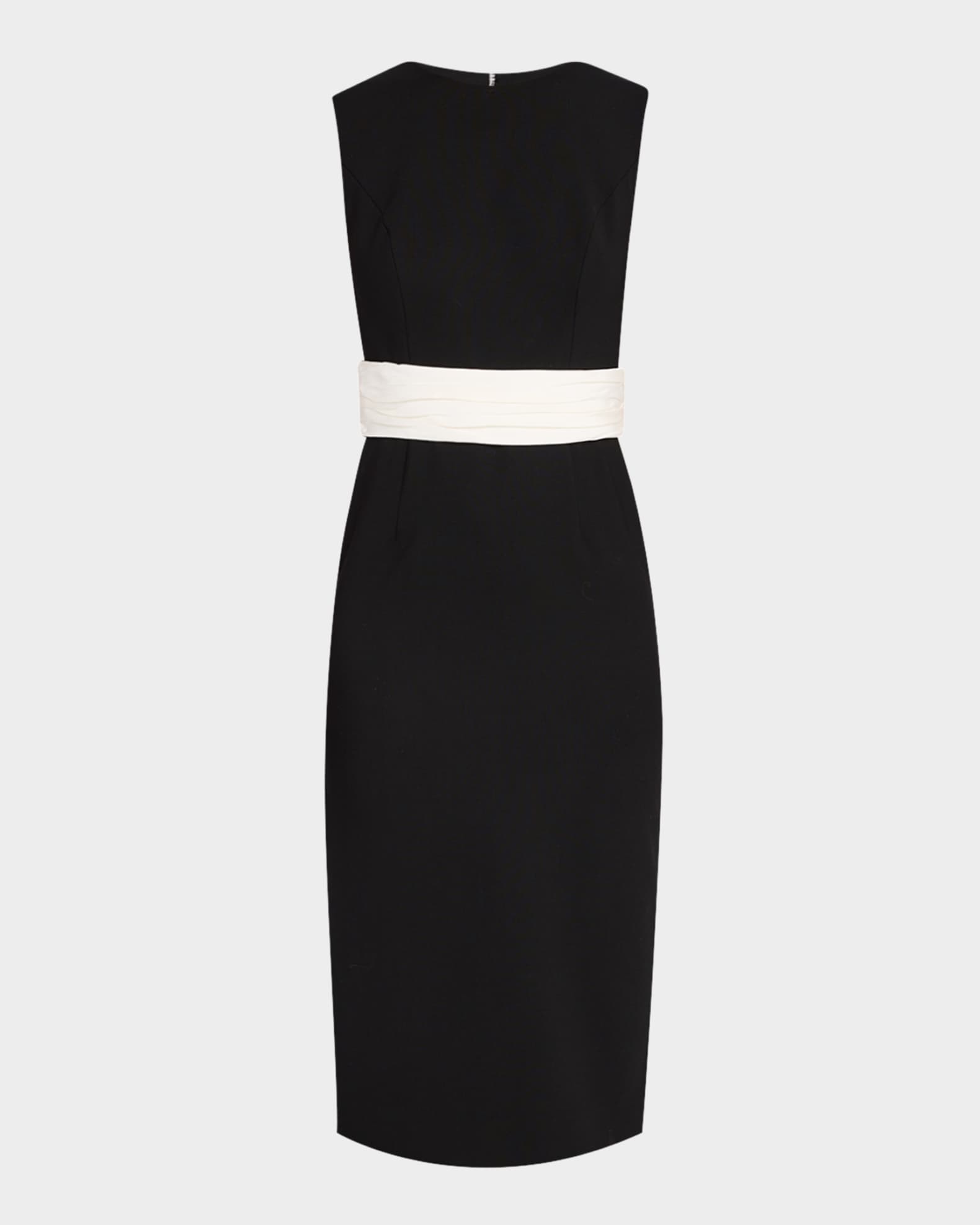 Sleeveless Cummerbund-Waist Midi Dress 0