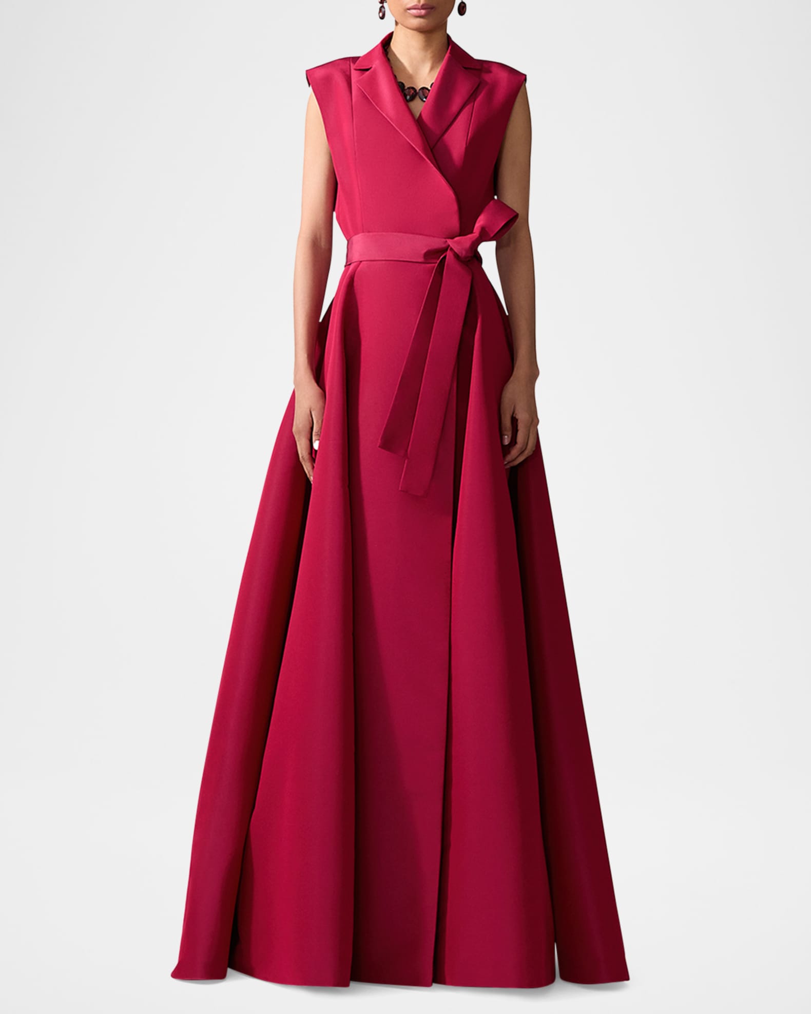 Belted Sleeveless Trench Gown 1