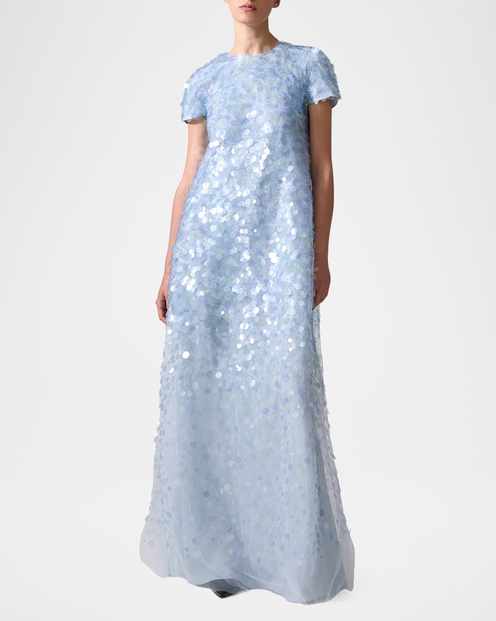 Degrade Sequined Short-Sleeve Gown 1