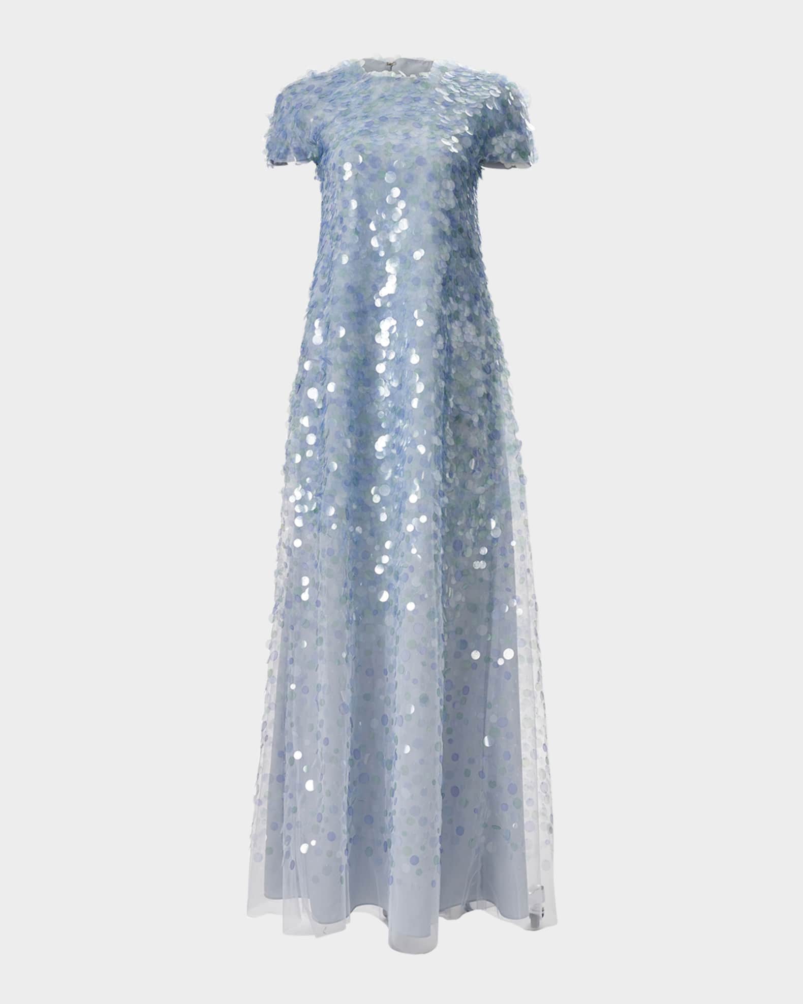 Degrade Sequined Short-Sleeve Gown 0