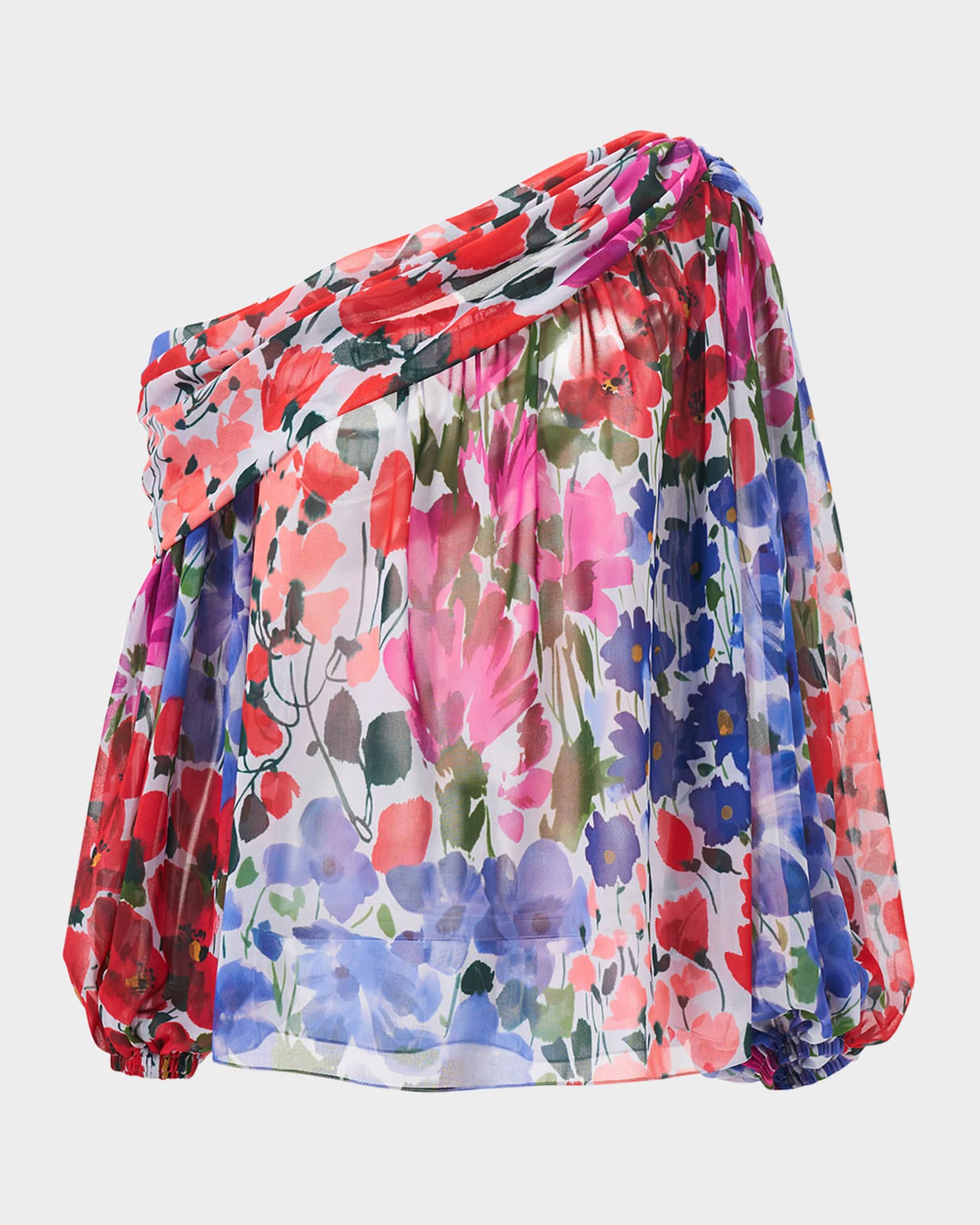 One-Shoulder Draped Top With Flower 0