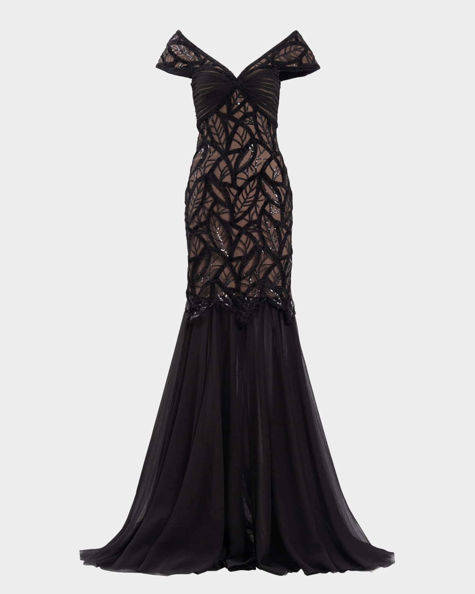 Tadashi shoji cap sleeve lace gown hotsell
