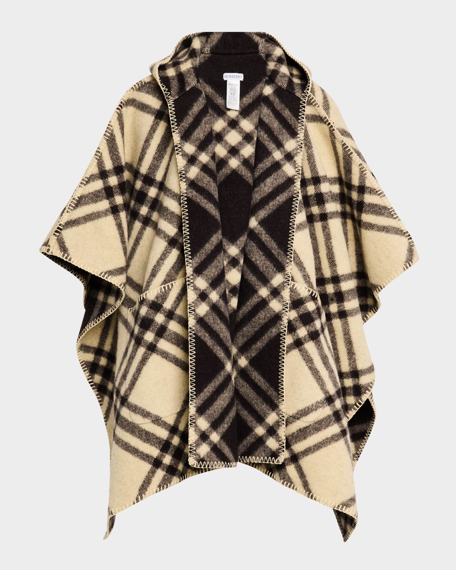 Catherine Reversible Check Hooded Cape 0