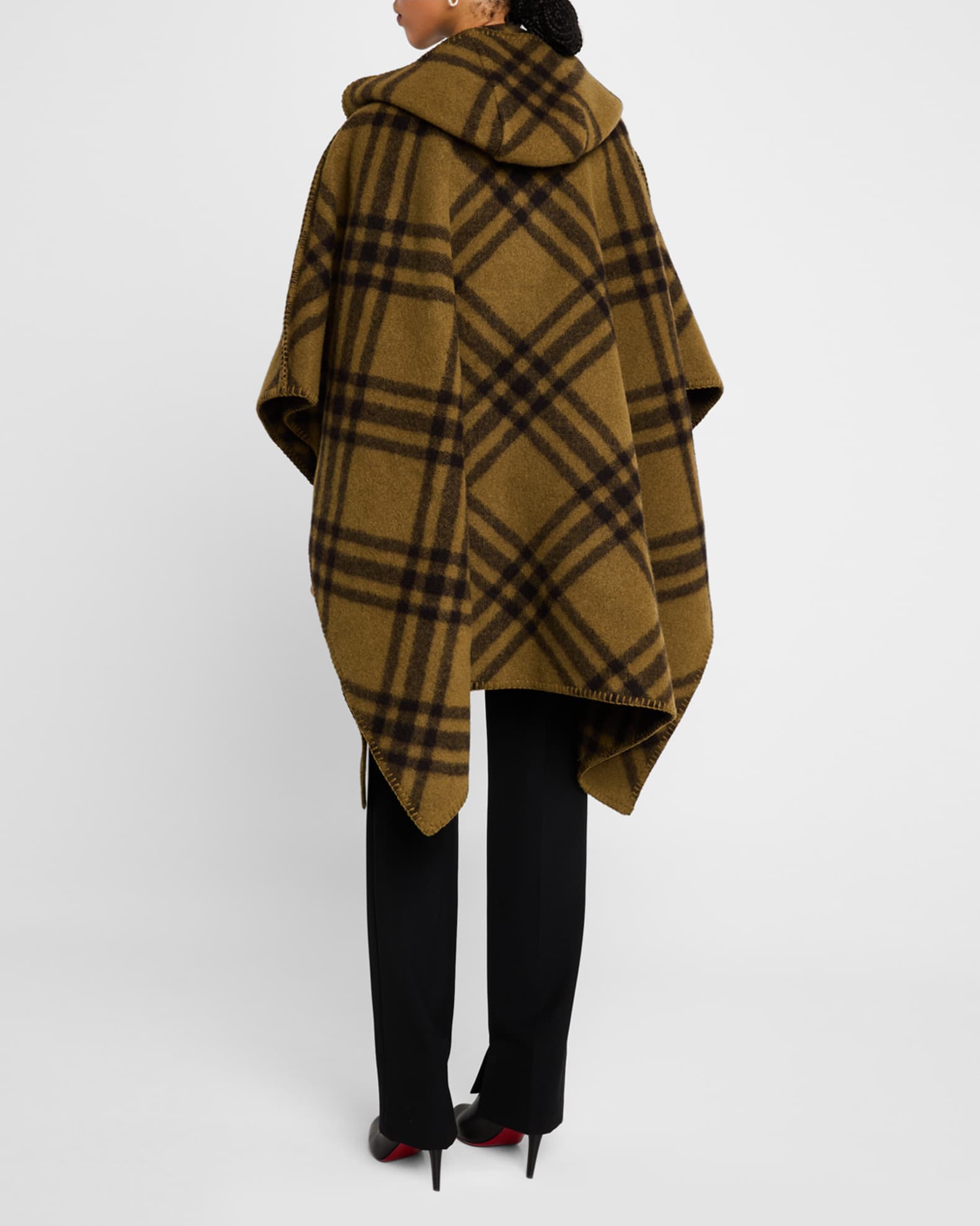 Catherine Reversible Check Hooded Cape