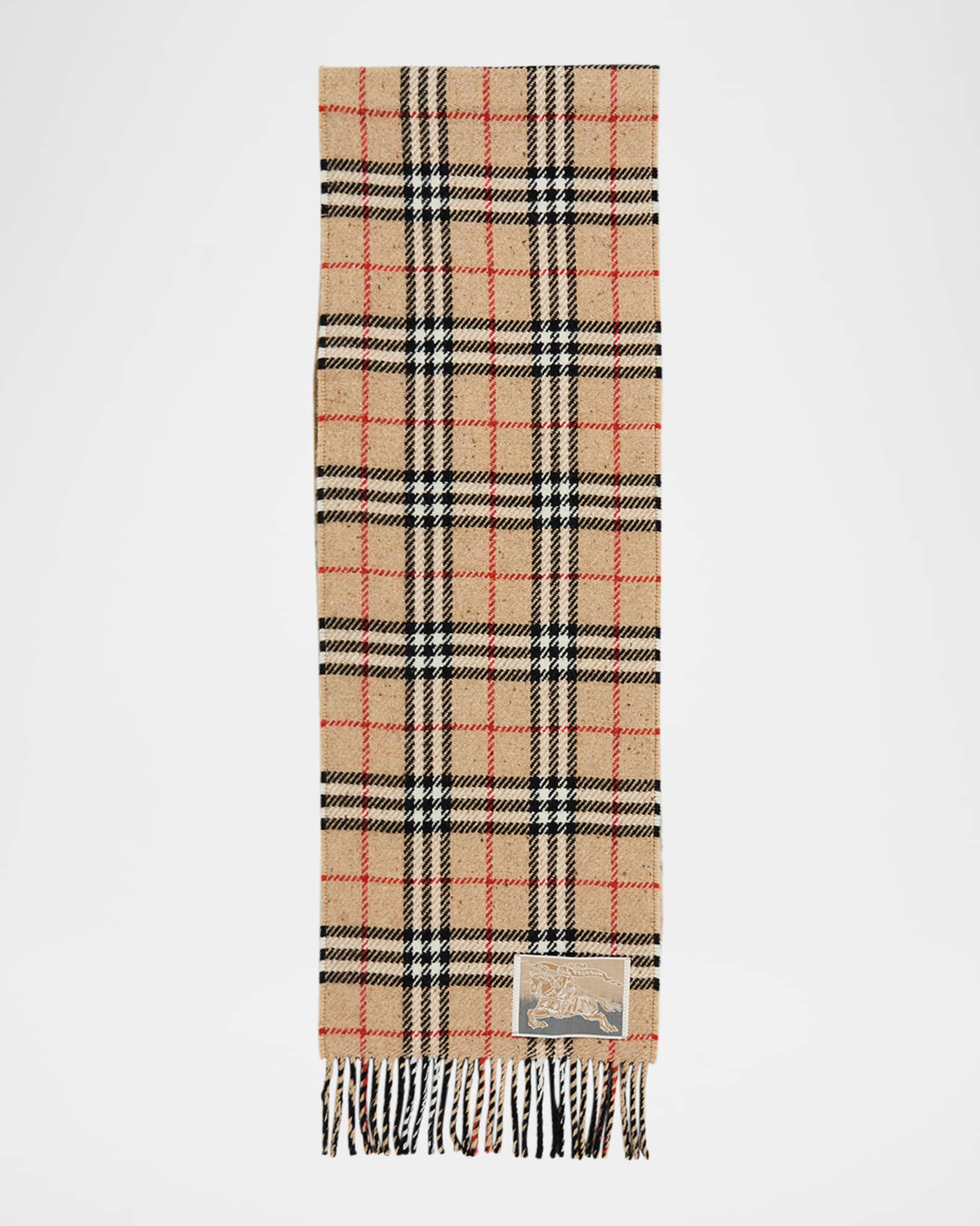 Check-Print Fringe Trim Scarf 0