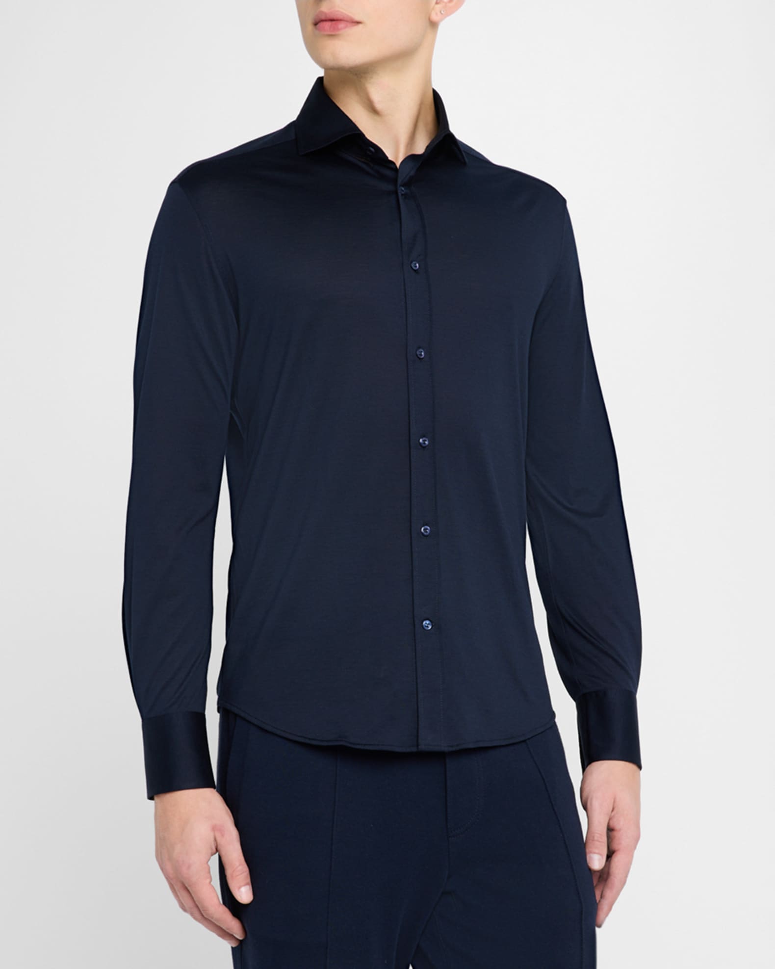 Brunello Cucinelli Men's Silk and Cotton Sport Shirt | Neiman Marcus